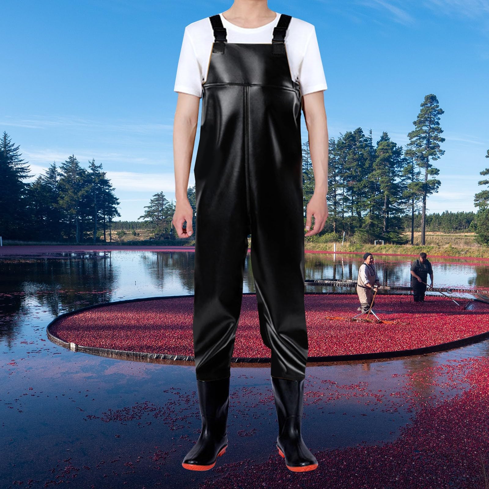 Wathose für Herren, wasserdichte Wathose mit gestollter Sohle, leichtes Lätzchen und Klammeranzug, atmungsaktiv, Jagd-Wathose für Teich, Arbeitskleidung, Karpfen, Fliegenfischen, Gartenarbeit