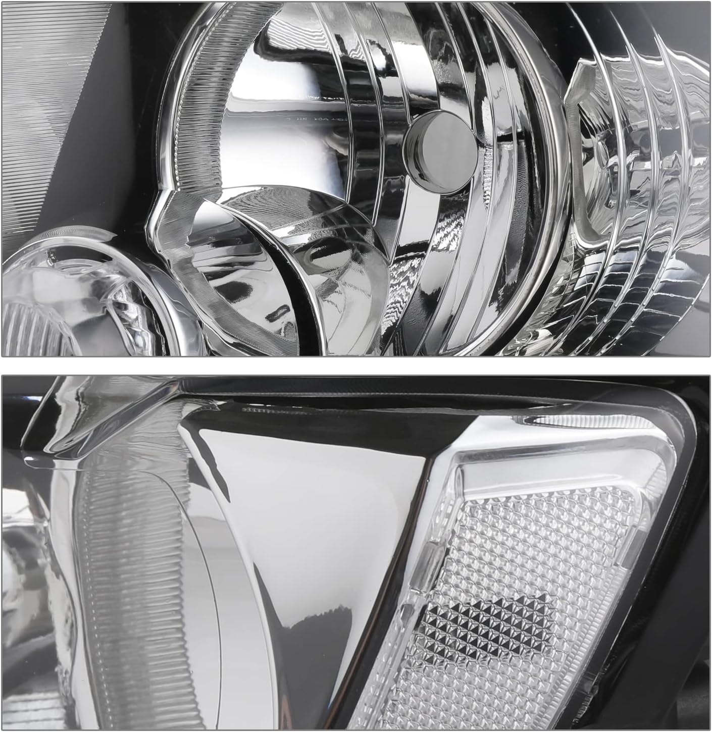 M-AUTO Left & Right Headlights Assembly Compatible with 11-13 Jeep Grand Cherokee Driver and Passenger Side, Factory Style Chrome Housing Clear Lens Clear Corner Head Lights