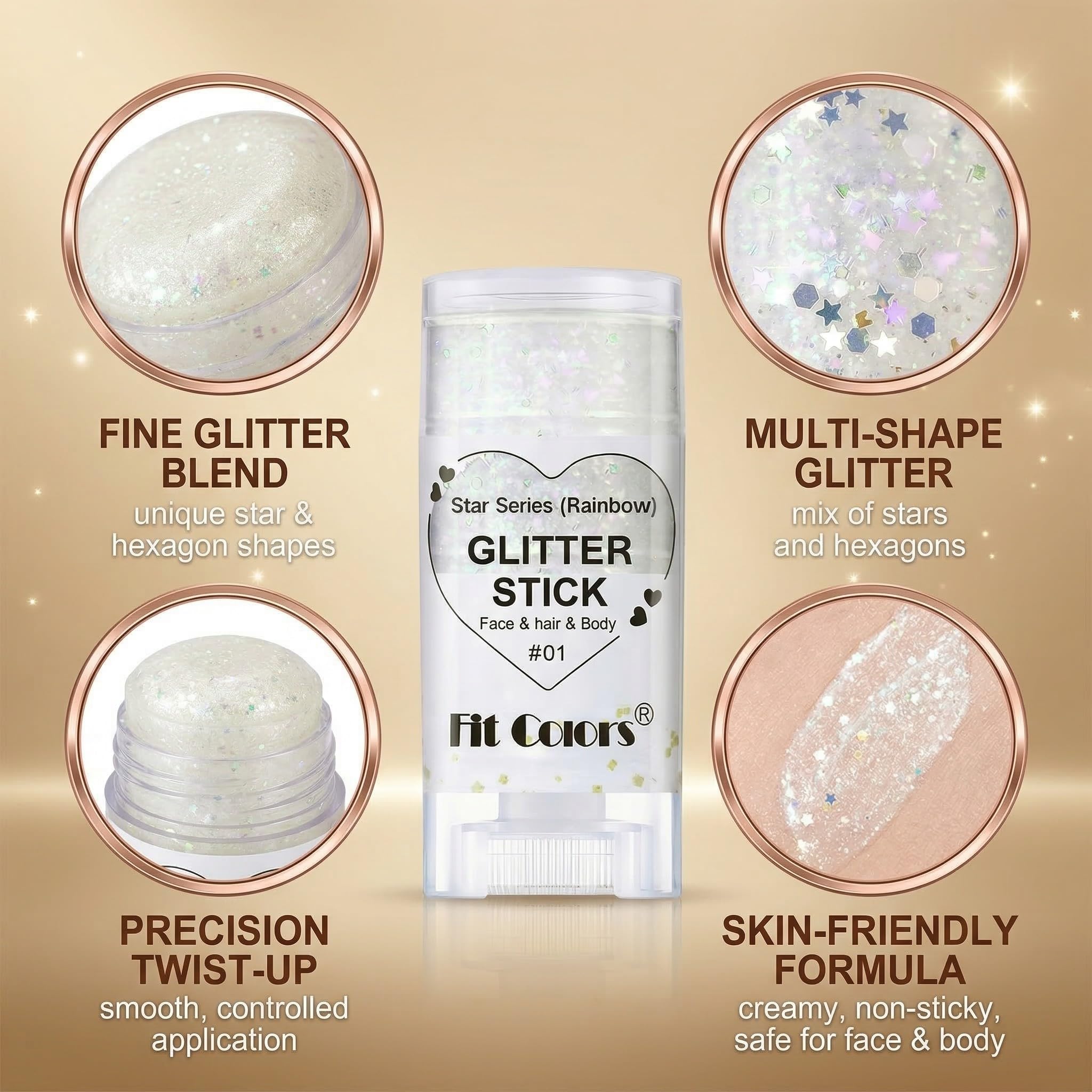 Glitter Stick Corpo e Viso Argento, Brillantini Viso Lunga Durata ad Alta Lucentezza, Gel Scintillante per Capelli e Pelle, Ideale per Festival, Rave, Party e Make-up Creativo
