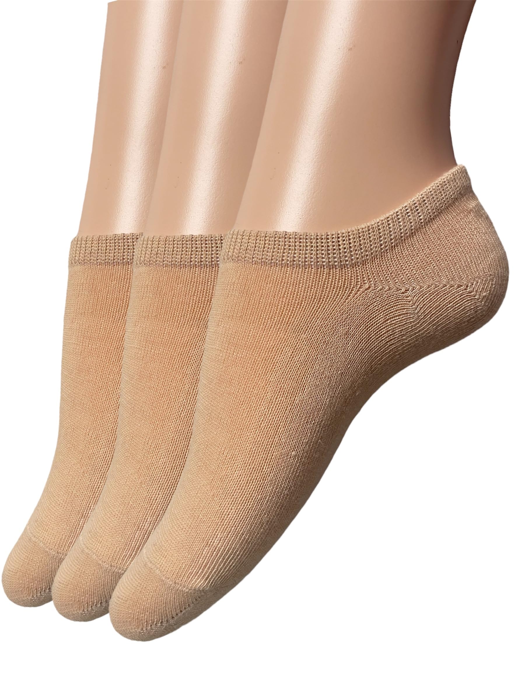 QZ FASHION 6 Pairs Womens Girls Ladies Invisible Trainer Nude Skin Color Socks No Show Footies Shoe Liner Uk Size 4-6