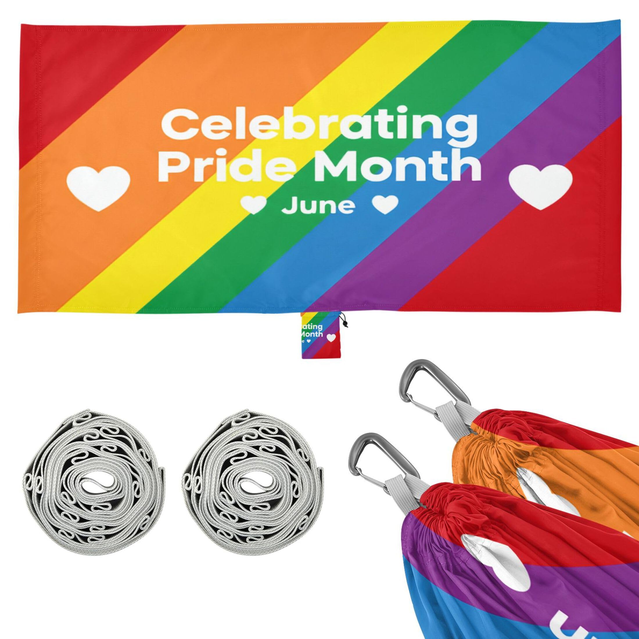 Takiito Pride Month Hammock 330 lb Capacity Travel Camping Hammock with Tree Straps, Portable Lightweight for Outdoor Beach Backpacking Backyard Patio