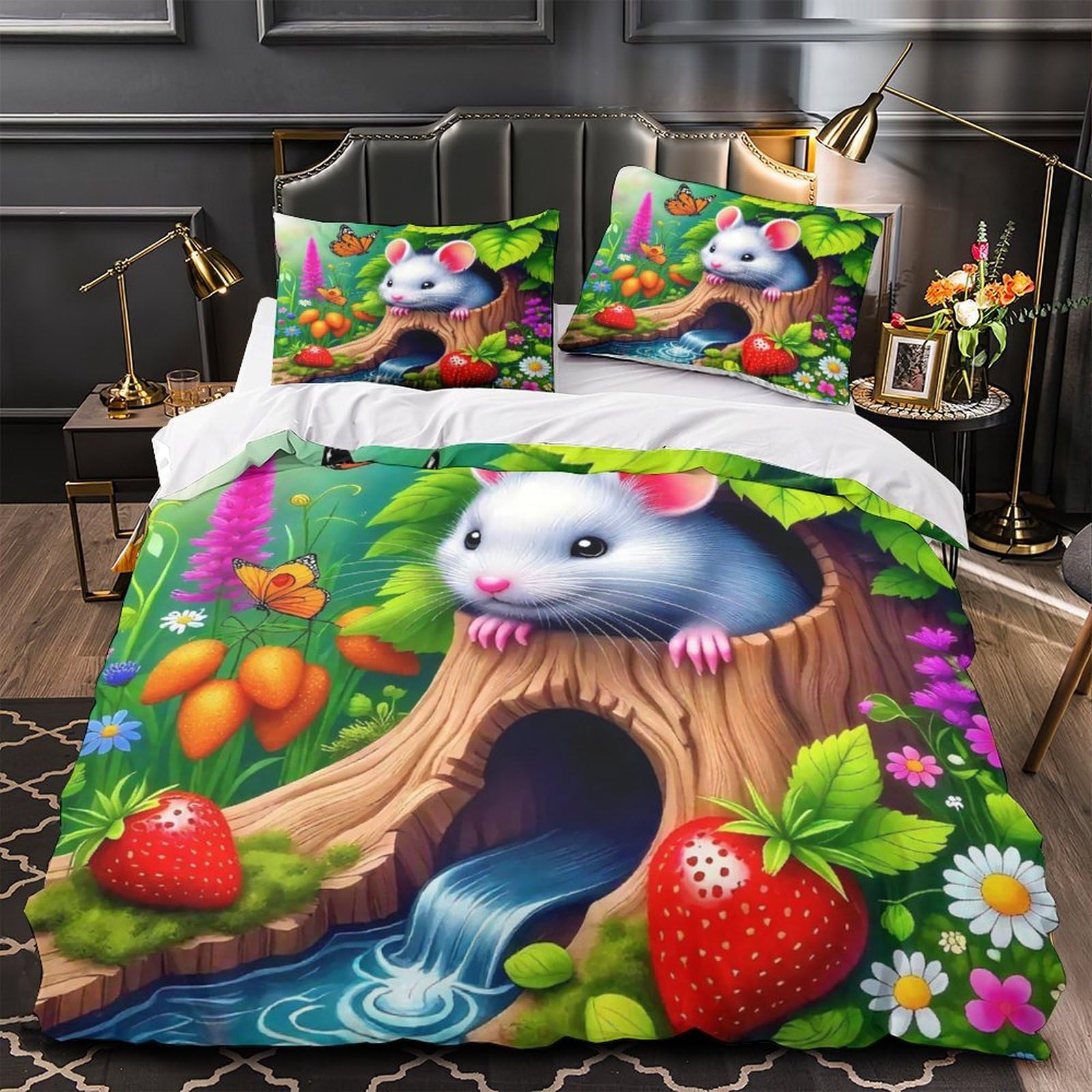 Housse de couette fermeture éclair cachée ensemble literie 200x200 microfibre douce 3D