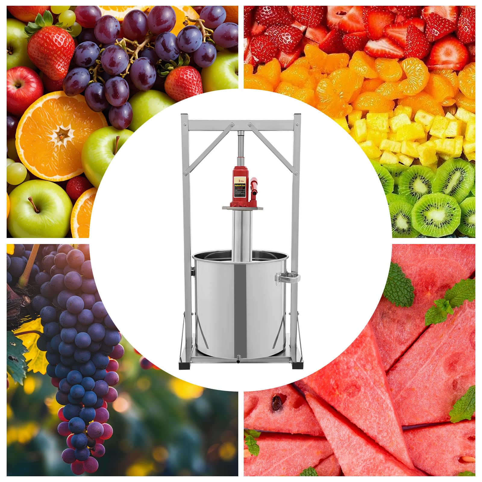 Prensa de vino de frutas 36L de acero inoxidable 3T moderna prensa hidráulica de vino prensa hidráulica de acero inoxidable con cubo de filtro, puede para prensar vino de arroz, miel, verduras, vino