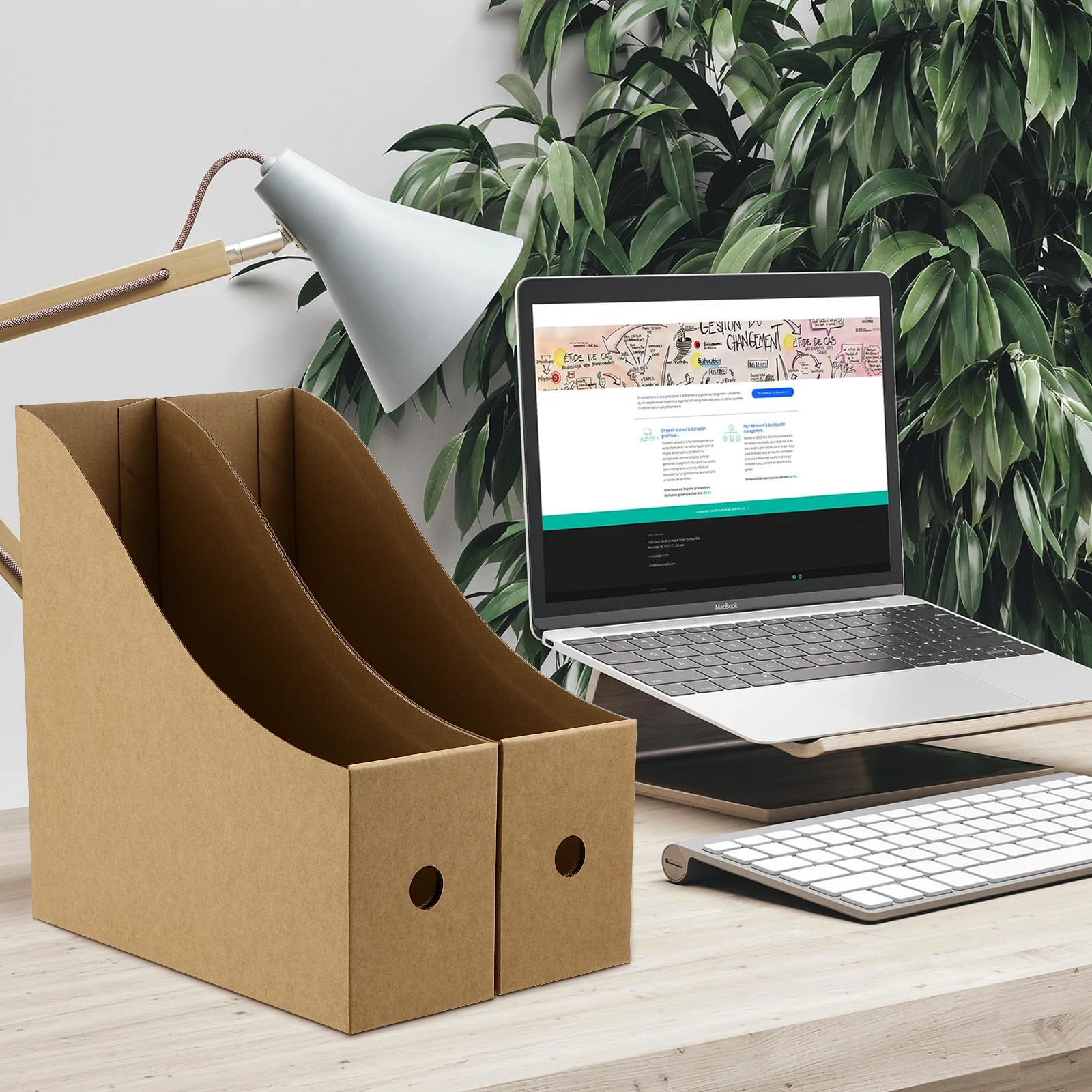 20 Stück Braun Zeitschriftensammler aus Kraftpapier, 26 x 9x 27 cm Schreibtisch Stehsammler Pappe Zeitschriftenhalter A4 Aktenhalter mit Etiketten für Bürobedarf, Datei Ordner