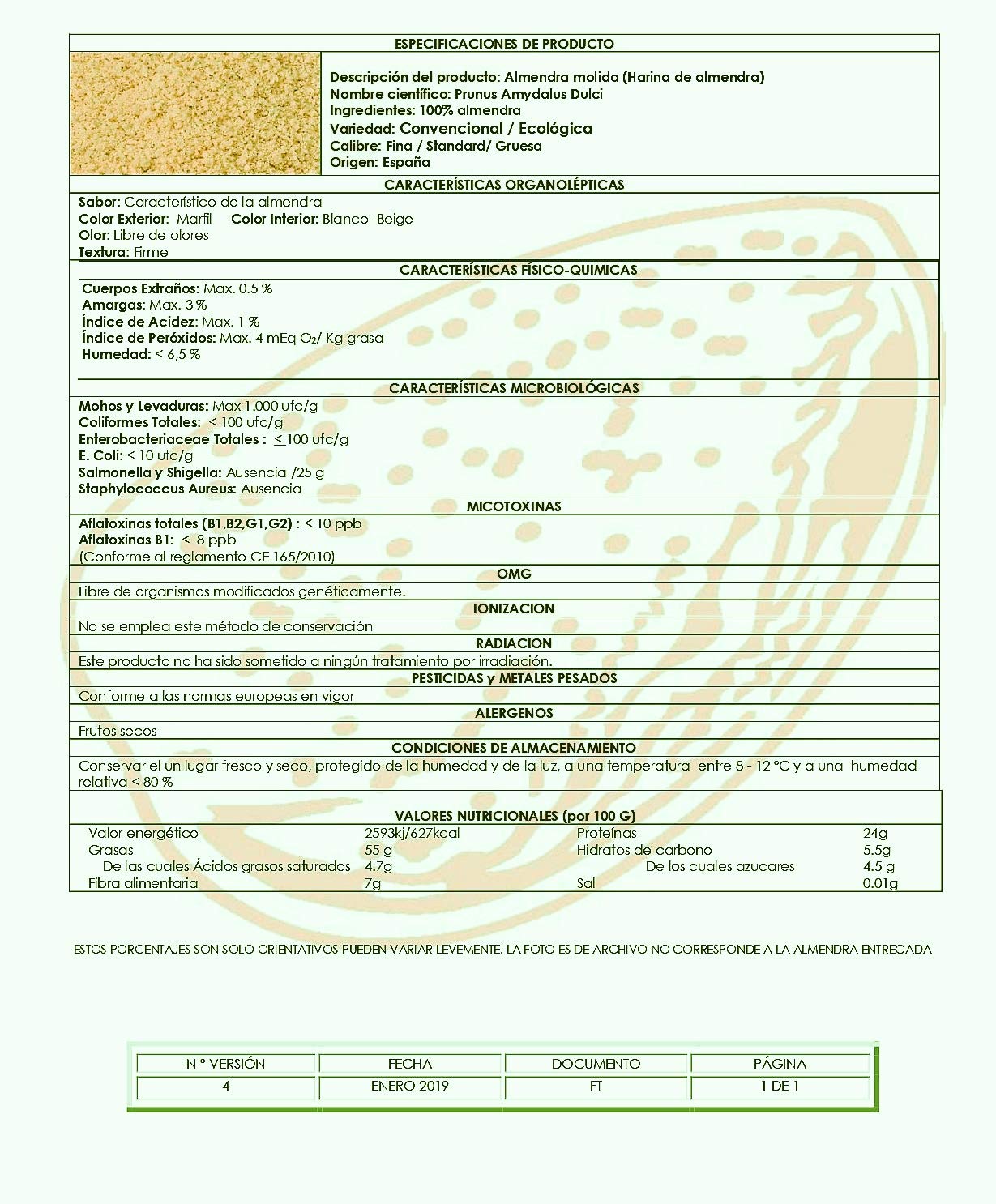 Farine d'amande 1 Kg - Idéal pour les Gâteaux et Kéto - Sans gluten - 100% D'origine Méditerranéenne - Sans OGM - Vegan