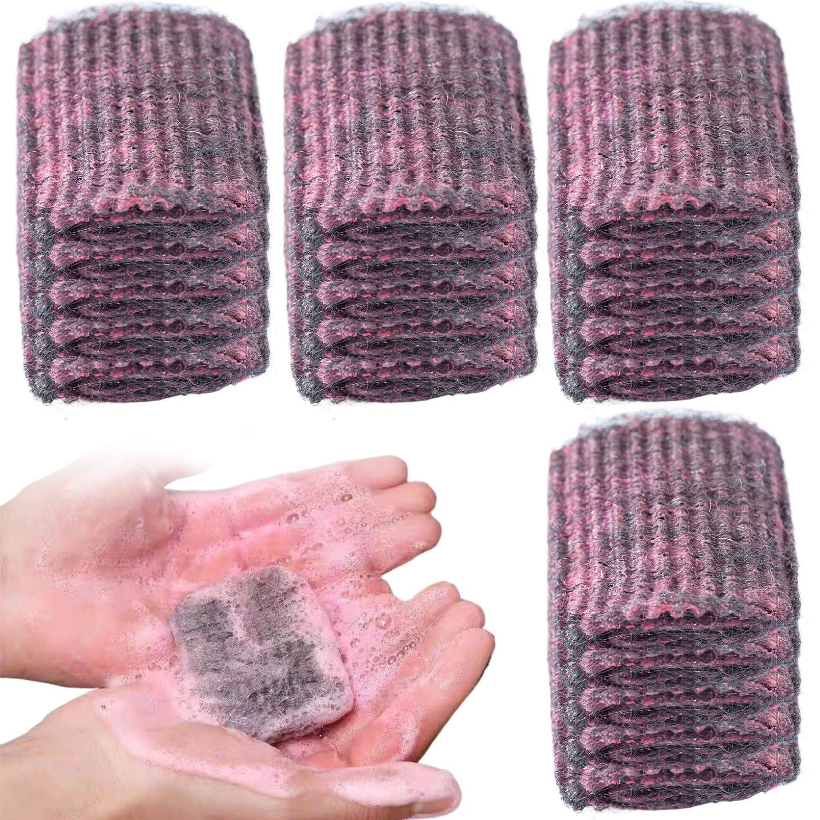 Steel Wool Soap Pads 20Pcs Pre-Soaped Steel Wool Scrubber, Effective Clean Soap Pads Non Scratch Metal Scouring for Cleaning Pots, Pans, Ovens Tough Kitchen Grease, Scouring Pad