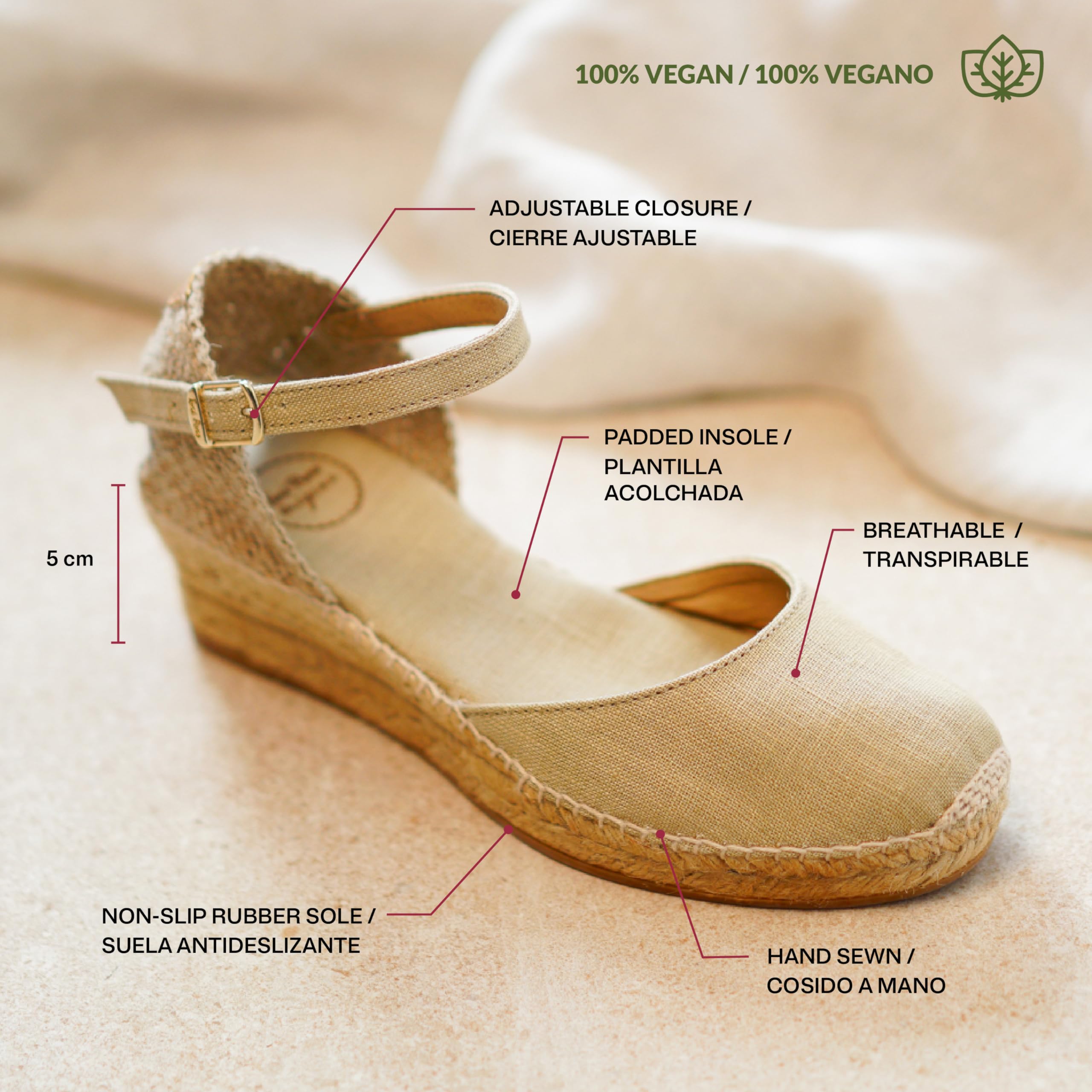 Toni Pons Romina - Espadrillas vegane con Zeppa da Donna realizzate in Tessuto di Cotone.