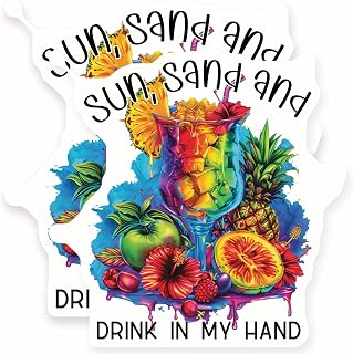 Tropical Drink Magnets - Summer Fruit - Colorful Cocktail - 2 Pack - Sticks to Fridges, Lockers, Toolboxes & More - Made in USA - AQM9947