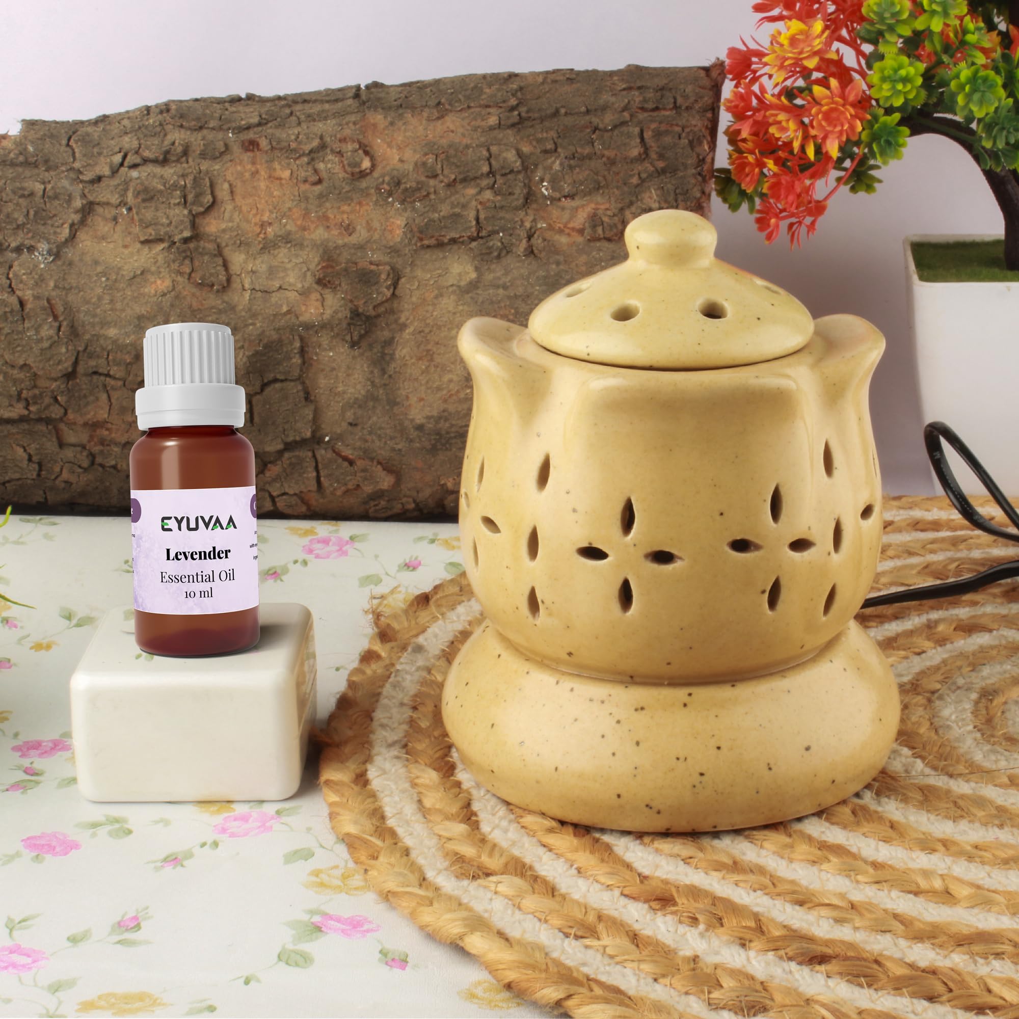 DECOVAA Ceramic Kamal-Shaped Aroma Electric Diffuser for Home Fragrance| Aromatherapy Ceramic Diffuser| Wax Burner| Oil Diffuser for Home Fragrance with 10 ml Aroma Oil (Lavender Fragrance) (B0CSDQ729K) Amazon Price History, Amazon Price Tracker