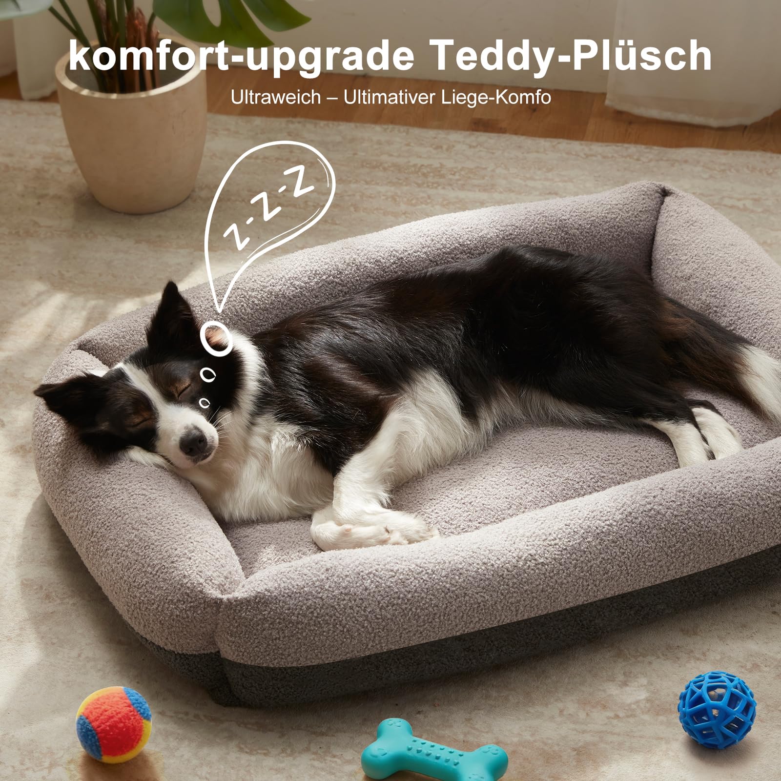 Pawk Panier pour Chien Grande Taille, XL Lit Chien Dehoussable Lavable, Coussin Antidérapant Doux Anti-Anxiété, 91x69x20cm