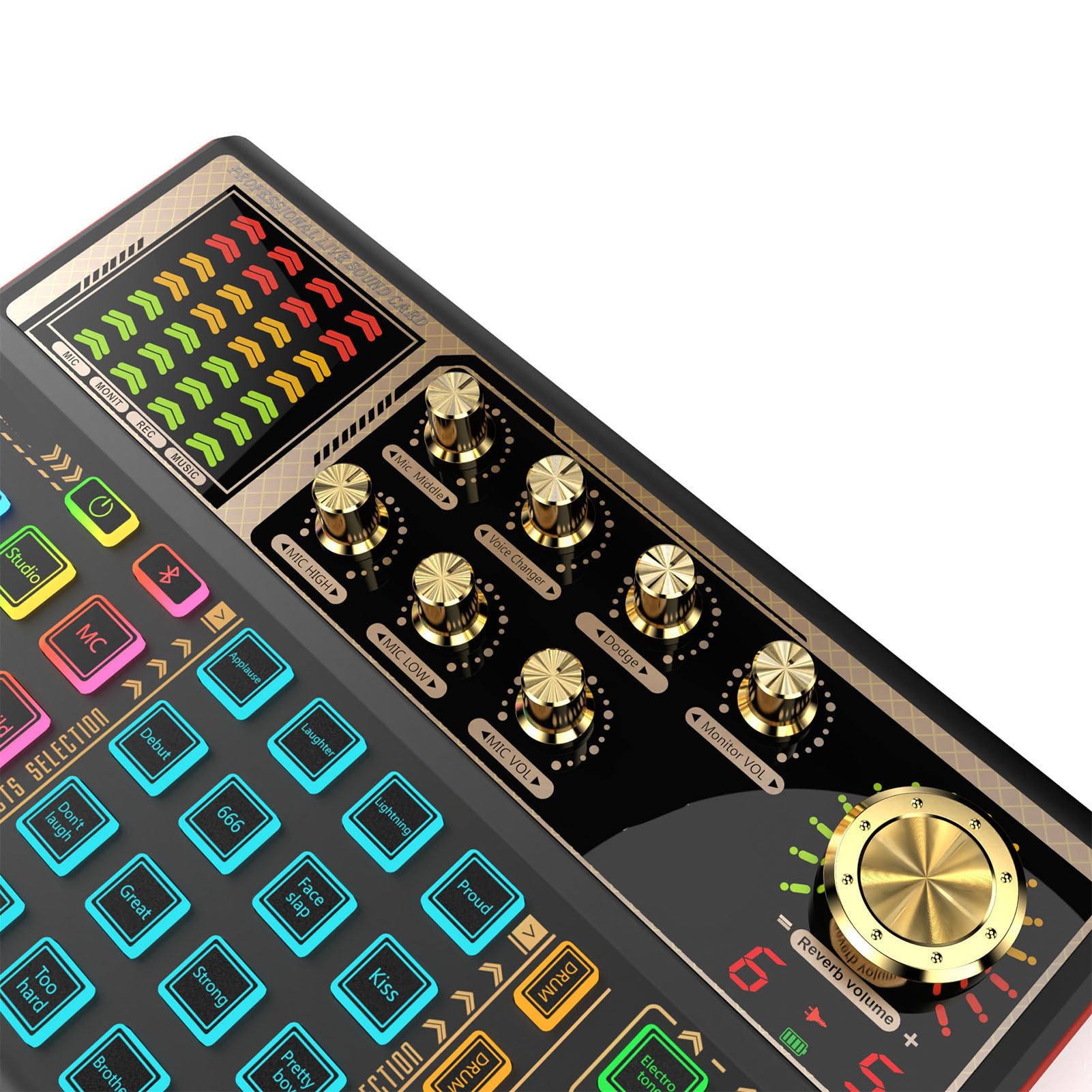 SIXRUN Scheda Audio Professionale Live, Modificatore Vocale con Connessione Bluetooth per Live Streaming Registrazione Podcast Karaoke