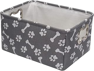 Geyecete - Panier de Rangement en Toile pour Jouets pour Chien avec poignée en métal,Impression Boîte de Rangement,Idéal pour Organiser des Jouets/vêtements pour Chien - Gris