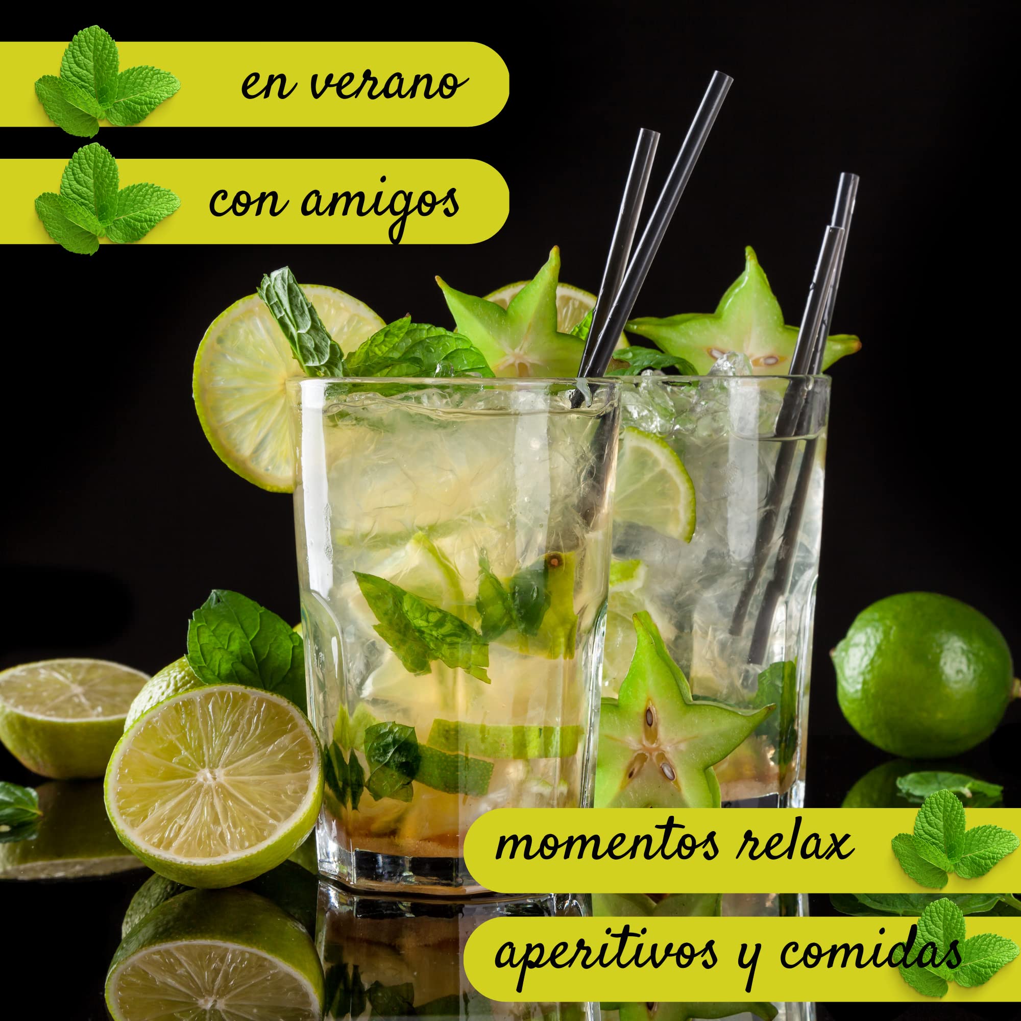 Mojito Preparado Bag in Box 9L Listo para Tomar de “Destilerías Riojanas” a base de Ron, Zumo Limón, Azúcar y Menta. Cómodo, práctico, rentable, Ideal para bares y eventos