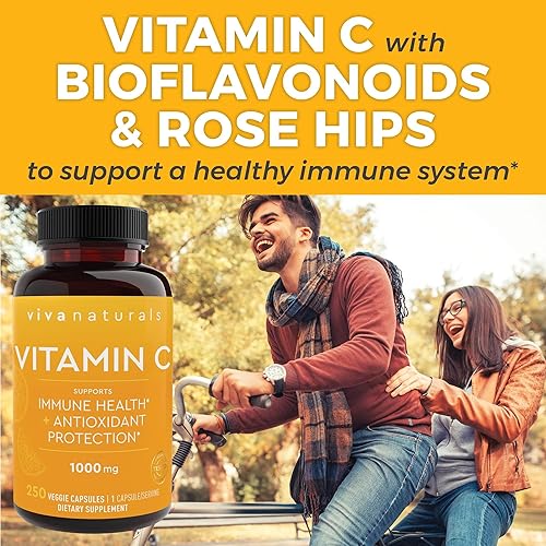 Miniatura 4 de Vitamina C Viva Naturals Premium Non-GMO con Bioflavonoides y escaramujos 003527 oz 250 cápsulas vegetales