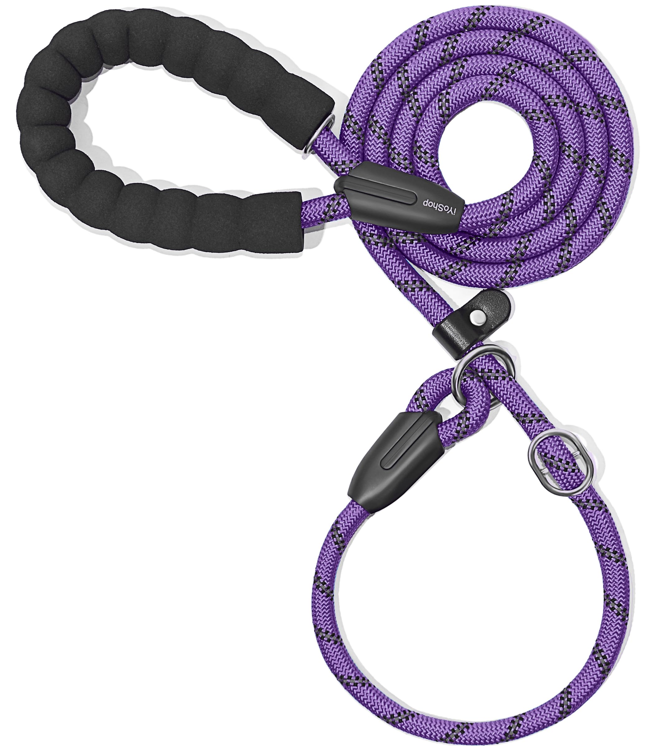 iYoShop Durable Slip Lead Dog Leash with Padded Handle and Highly Reflective Threads, No Pull Dog Training Leash, (1/2" x 6 FT, Purple)