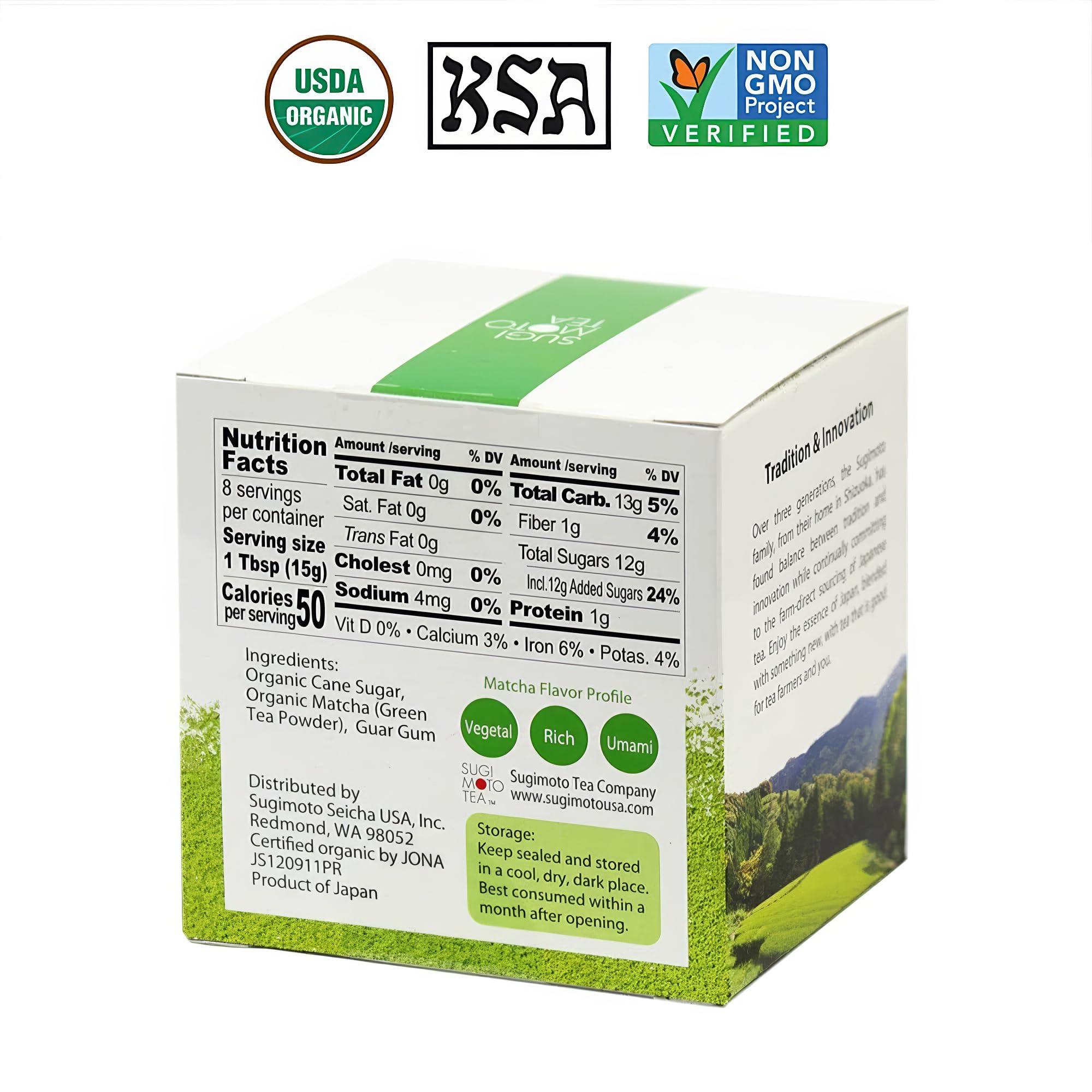 SUGIMOTO TEA Japanese Organic Matcha Latte Blend Mix 4 23 oz 120 g Sweetened Green Tea Matcha Latte — view 2