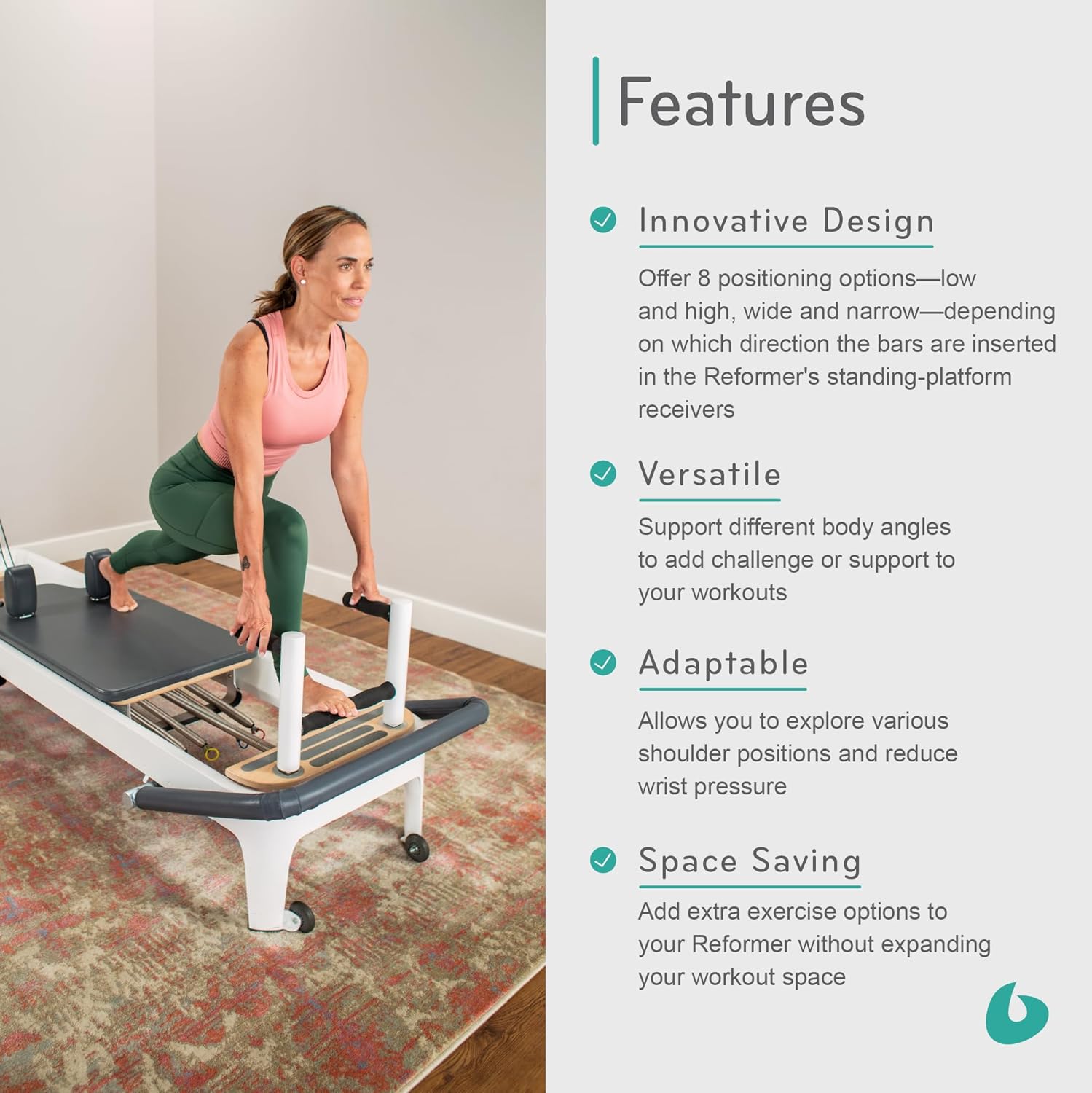 Balanced Body Allegro 2 Plank Bars for Use with Allegro 2 Pilates Reformer, Plank Stand, Pilates Workout Equipment for Home Gym or Studio Exercise Equipment