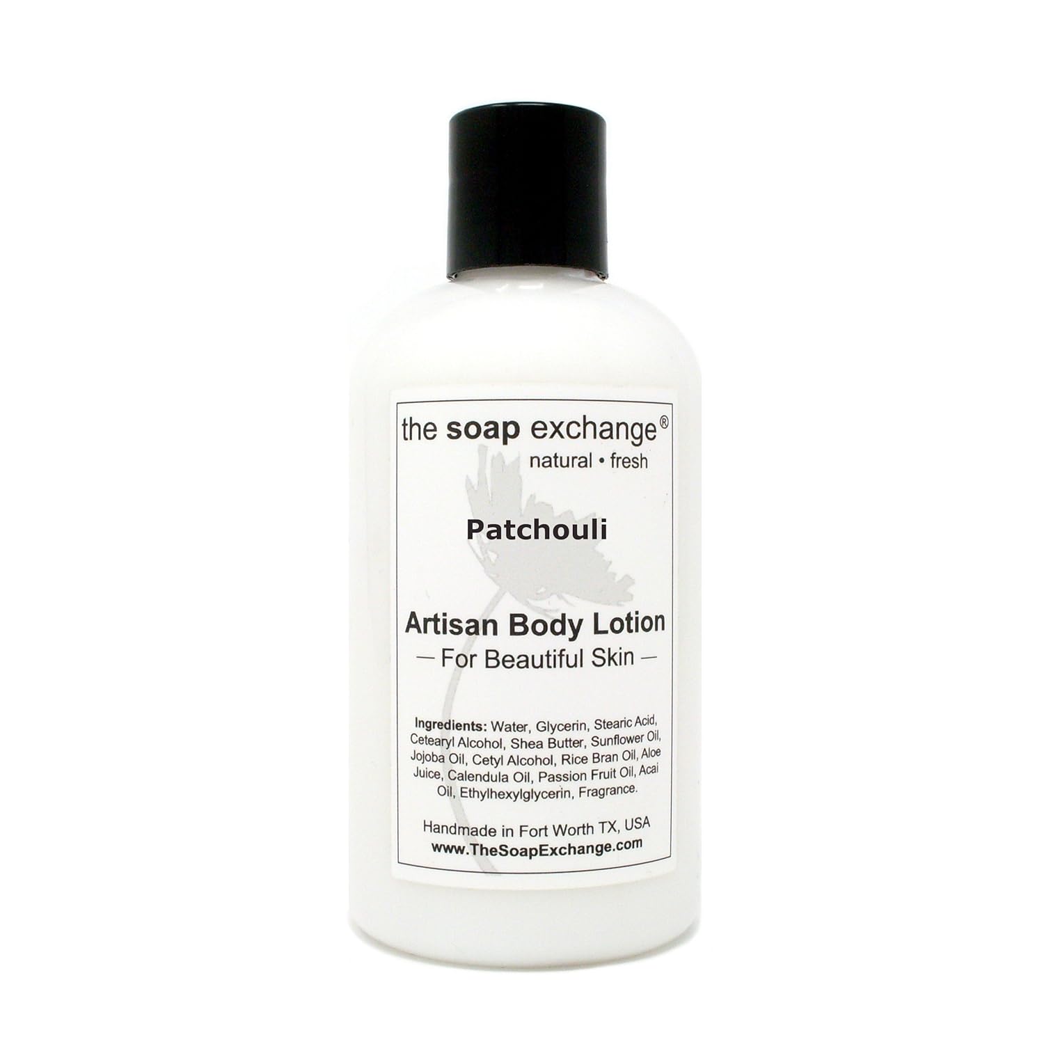 The Soap Exchange Body Lotion - Patchouli Scent - Hand Crafted 8 fl oz / 240 ml Natural Artisan Skin Care for Hand, Face, & Body, Moisturize, Hydrate, & Protect. Made in the USA.