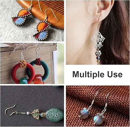 Miniatura 7 de Ganchos para aretes, kit de 450 piezas de fabricación de aretes con 150 piezas75 pares de ganchos hipoalergénicos de plata de ley 925, 150 piezas de