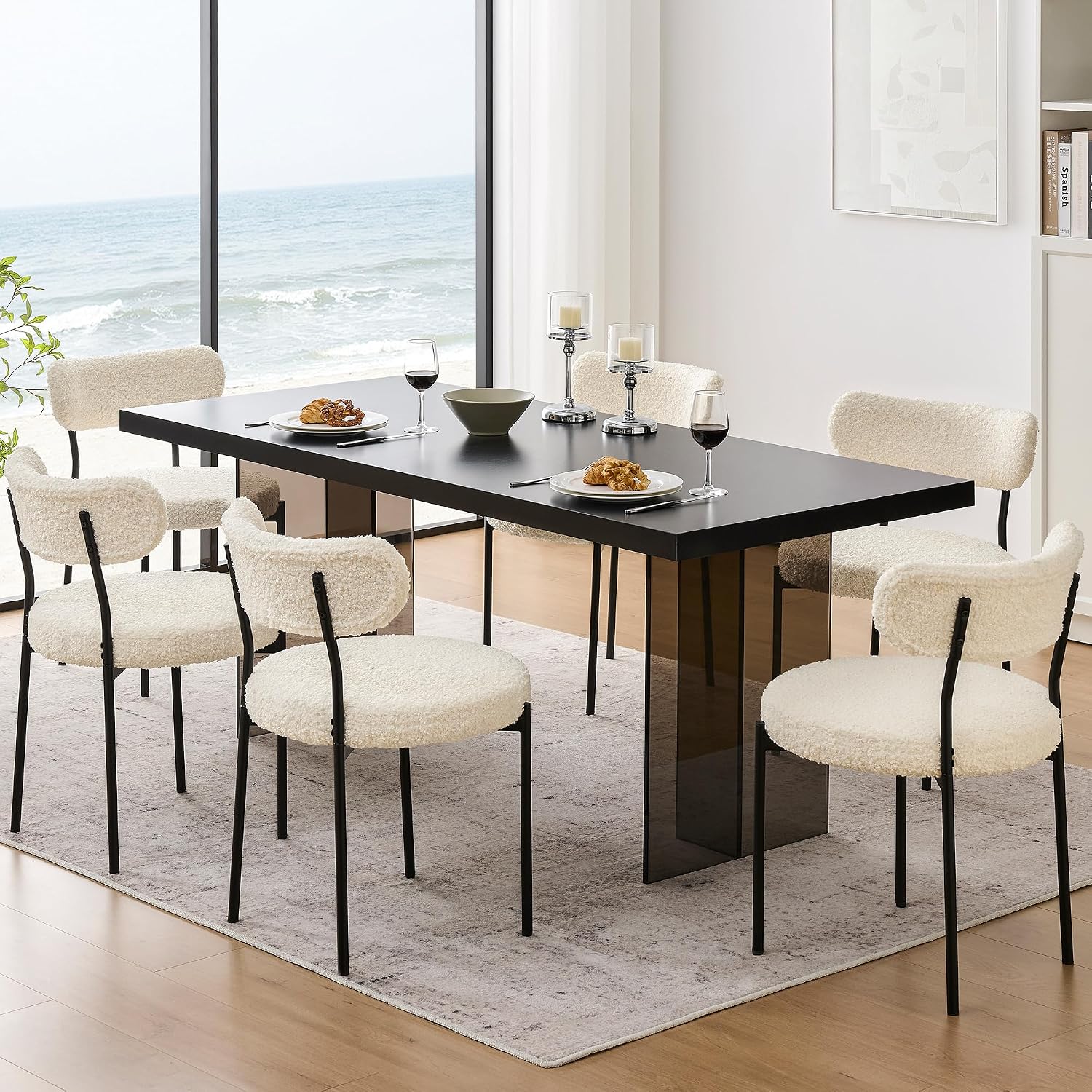 Amazon.com - kinmars Dining Chairs Set of 6- Modern White Kitchen ...
