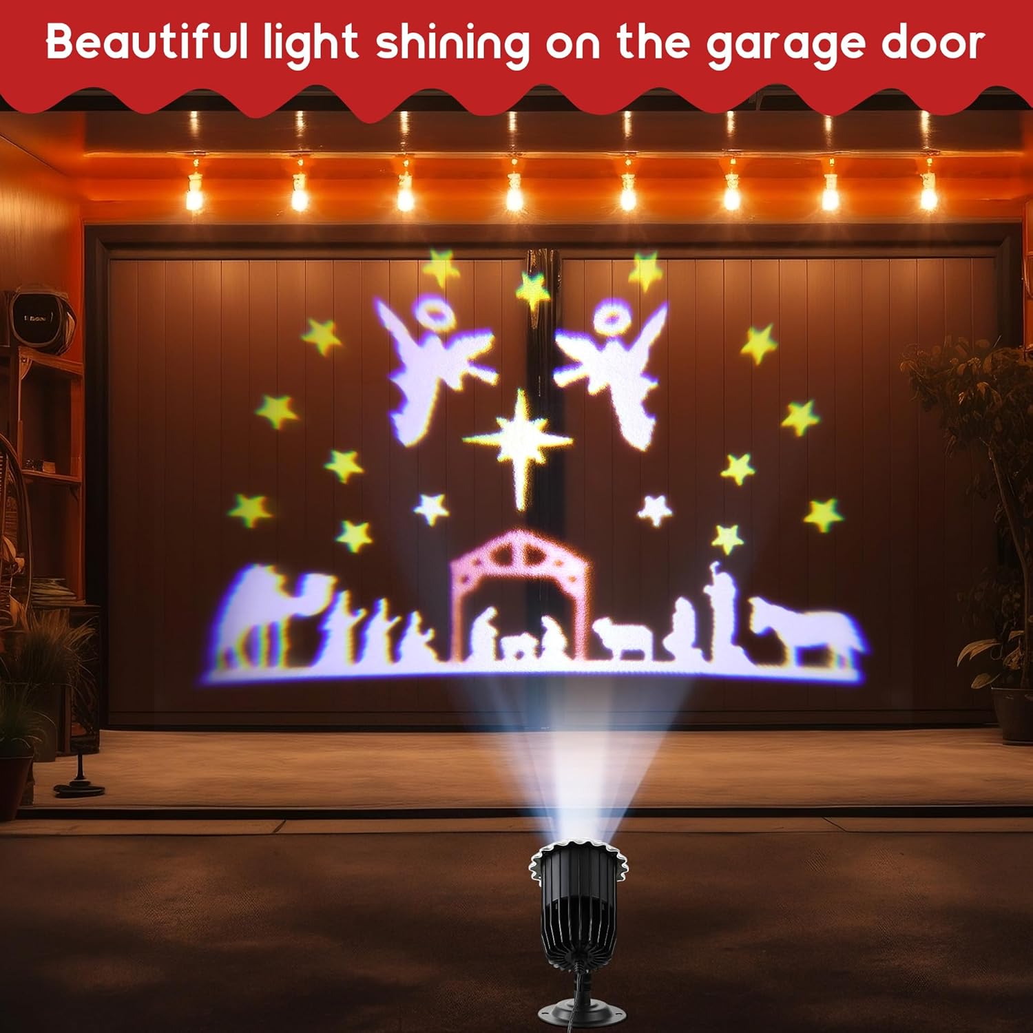 Meonum Christmas Nativity Silhouette Scene Projector Lights Outdoor, Waterproof Nativity Silhouette Light Power Supply with Remote Control Scene onto Outdoor Indoor Wall Windows Garage Doors
