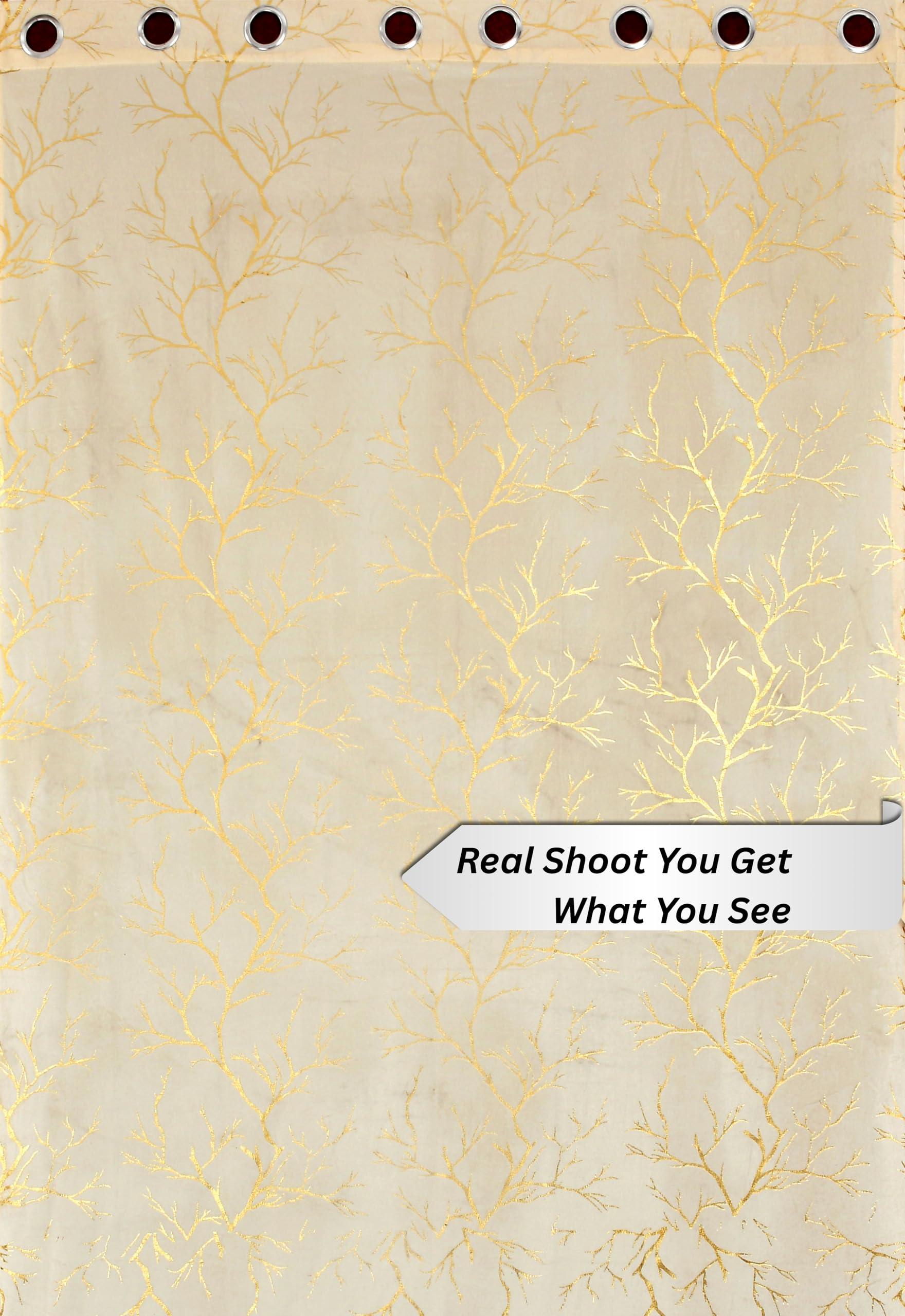 RED RIBBON DECOR Heavy Velvet Fabric Room Darkening Curtains 11 Feet for Long Door, Cream, Pack of 2 Pieces 4