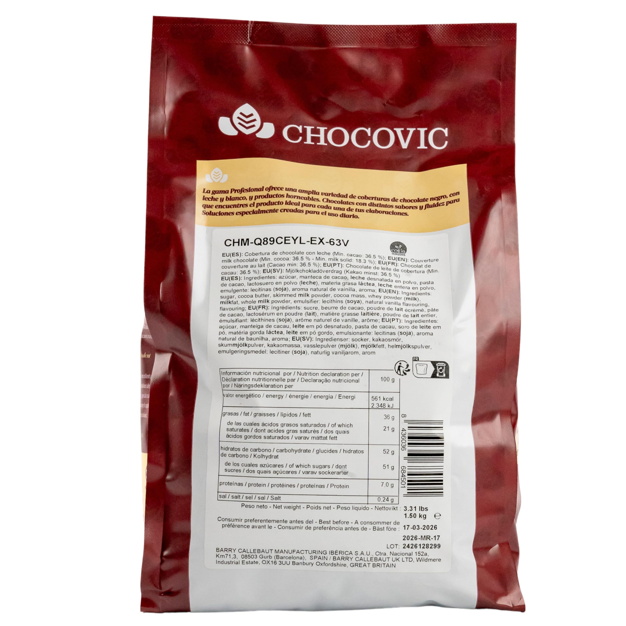Premium Milch-Schokolade 1,5 kg Kuvertüre zum Schmelzen & Backen - Schokoladen-Drops mit 36,5% Kakao - Choco-Chips ideal für Schoko-Fondue, Brunnen, Formen und für Dubai-Schokolade (Großpackung)