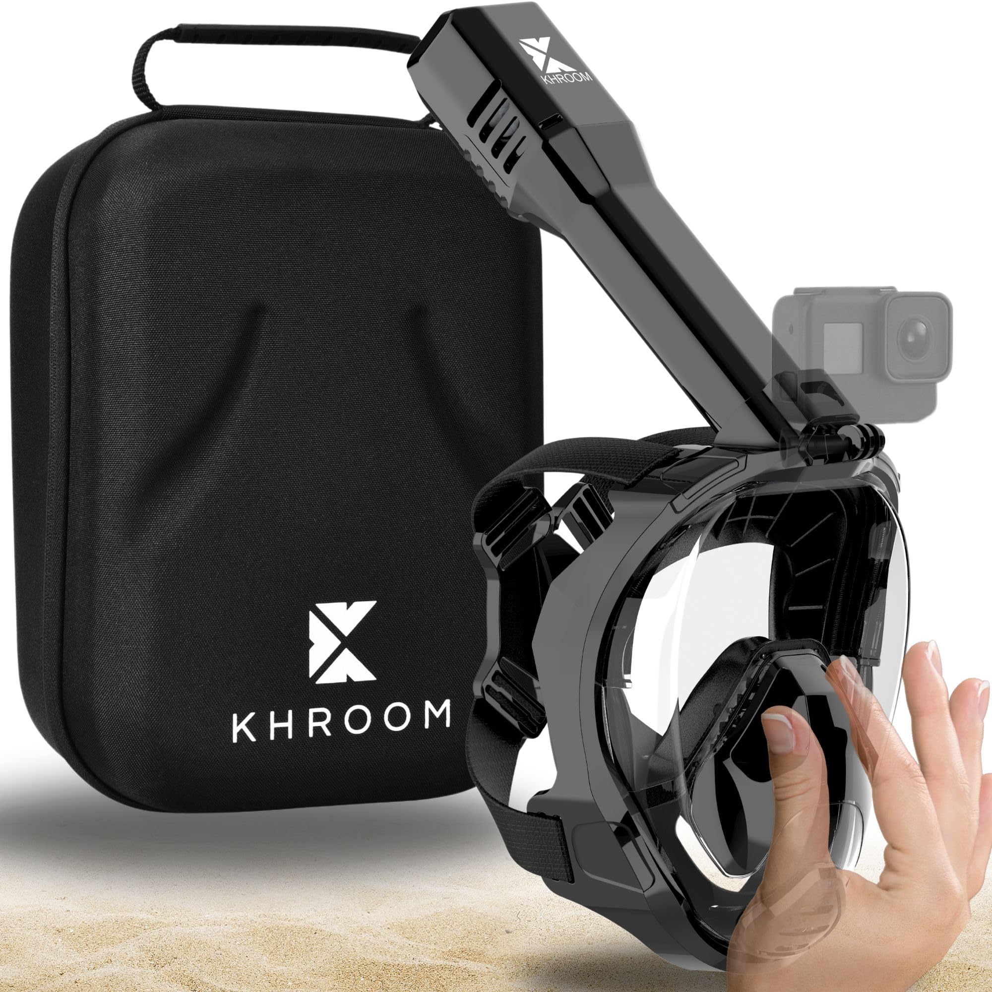 Khroom Masque Intégral de Plongée Adulte Équilibrage Seaview Pro Plus | CO2 testé sûr | Poche nasale en silicone | Vision panoramique 180° | Système Dry-Top anti-eau | Support caméra inclus