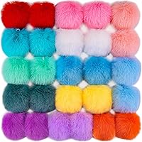 Vista 12 de BQTQ 26 piezas pompones de piel sintética de conejo pelotas pom pom negras pompones esponjosos con lazo elástico manualidades para sombreros