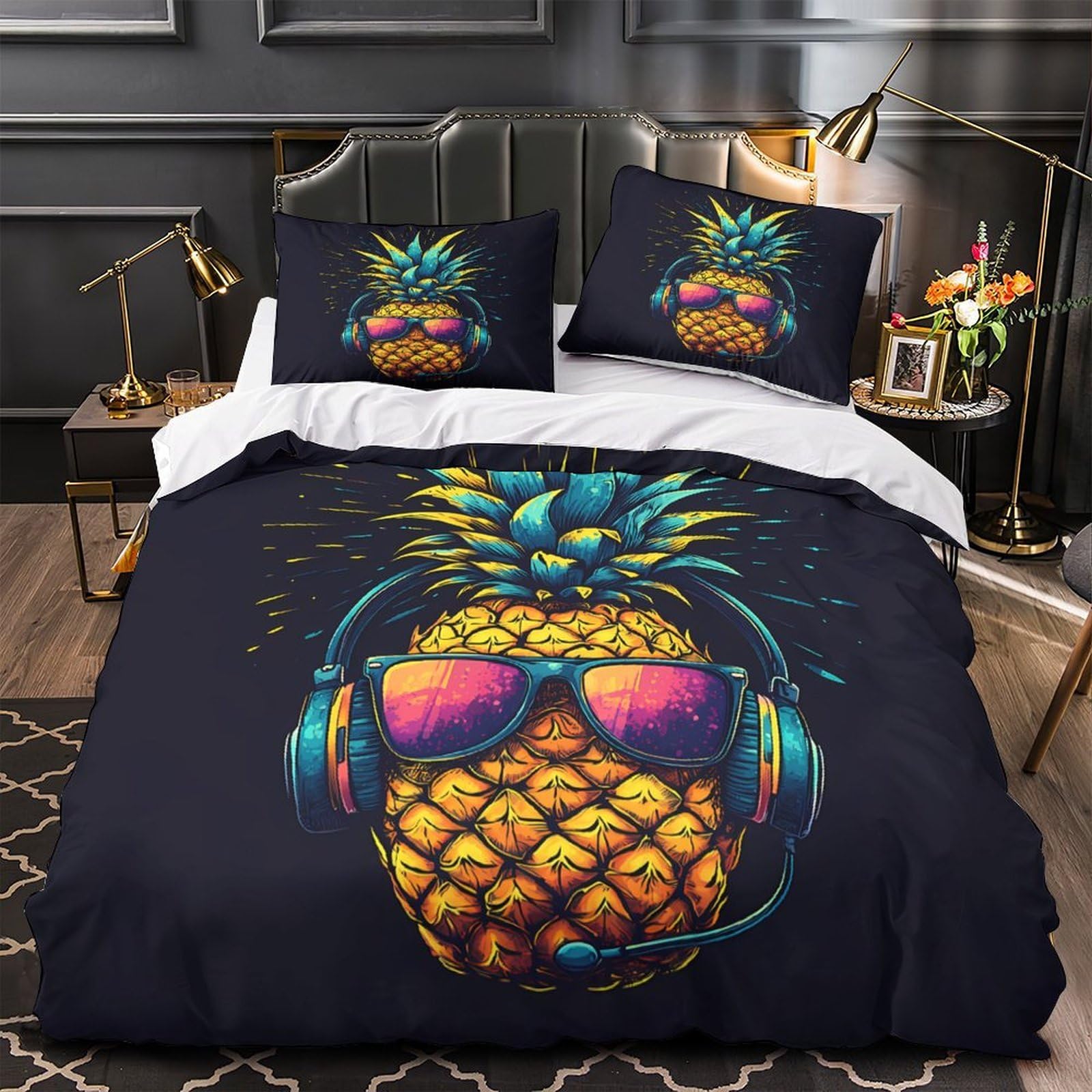 Parure de lit hypoallergique pour adulte King, housse couette 220x240 douce motif faisans