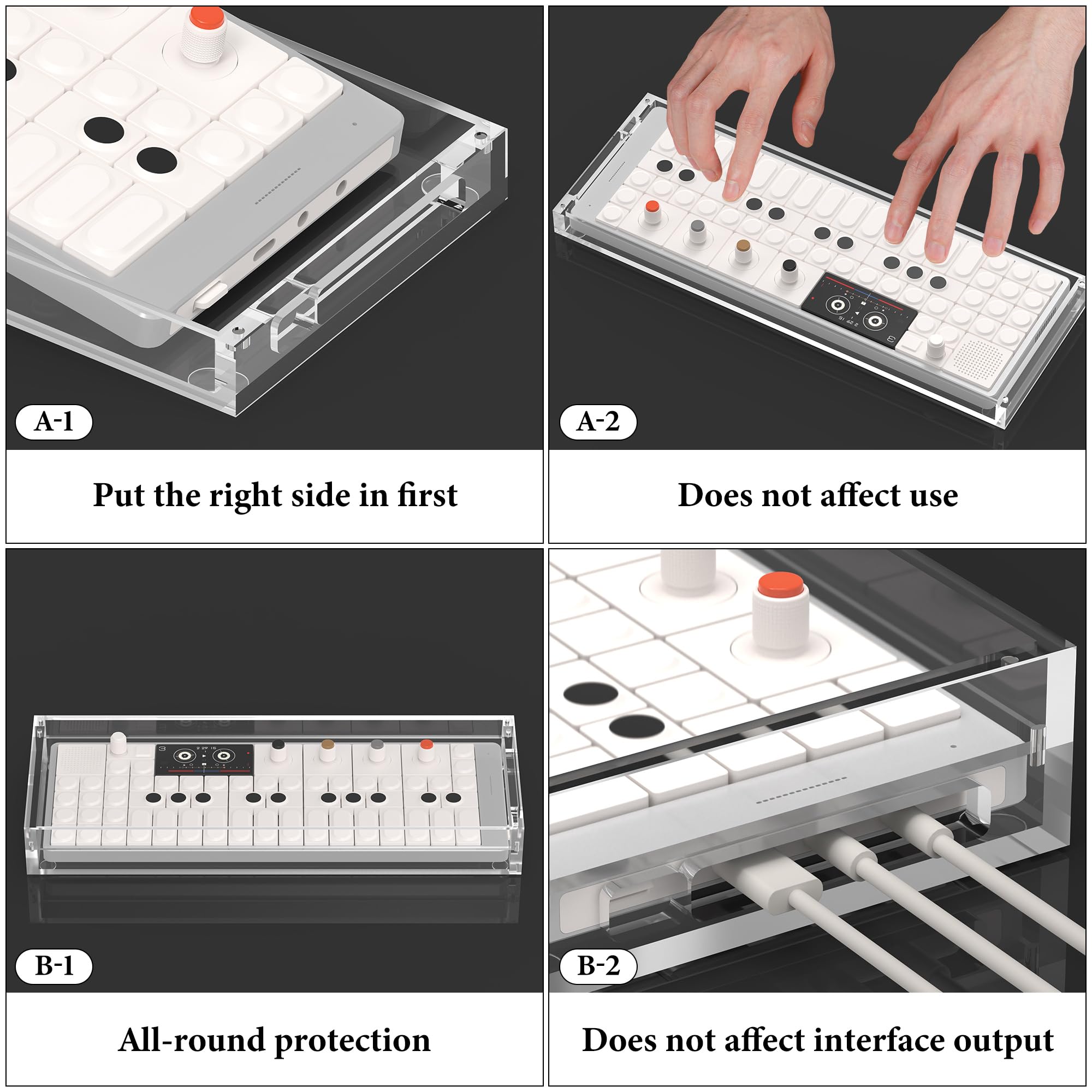 Geekria Synthesizer Clear Acrylic Case Protector, Magnetic Closing Dust Cover - Image 4