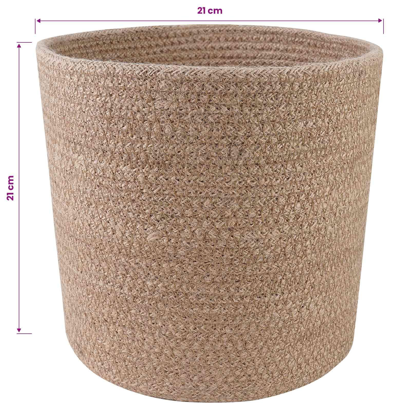 Juego de 2 maceteros naturales de 21 x 21 cm de diámetro de yute tossa, rústicos con aspecto trenzado para plantas de interior, balcón y jardín, decoración cilíndrica de yute