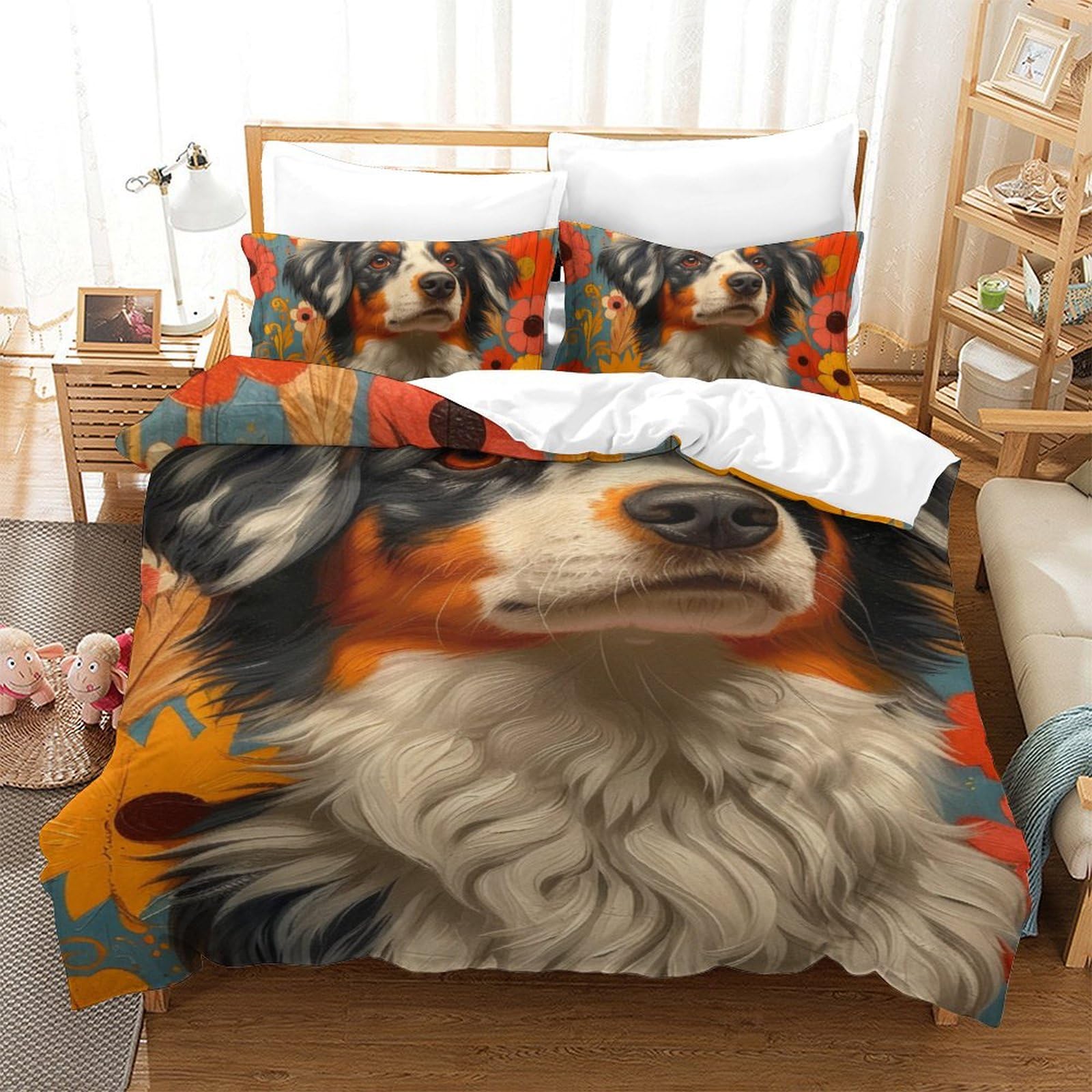 Housse de couette 140x200 Berger Allemand lit single 3 pièces