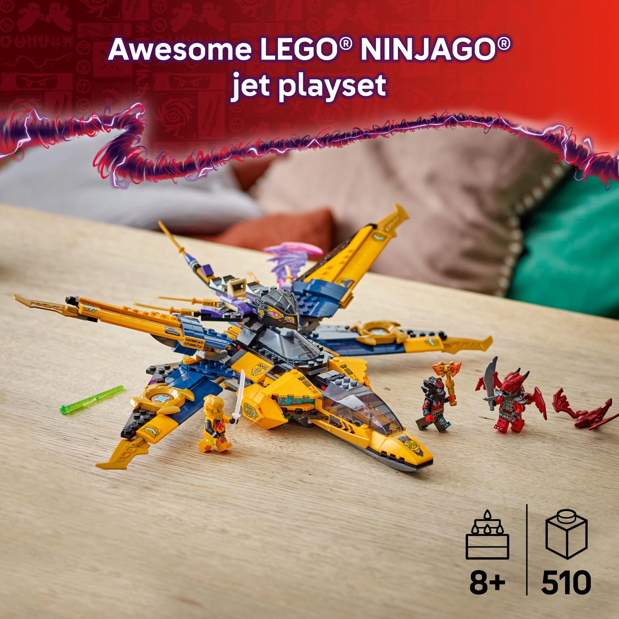 LEGO NINJAGO Ras and Arin's Super Storm Jet Toy - Building Toy for Kids, Boys and Girls, Ages 8+ - Airplane Toy with Detachable Drone and 3 Minifigures - Gift Idea for Birthdays - 71833 - Image 2