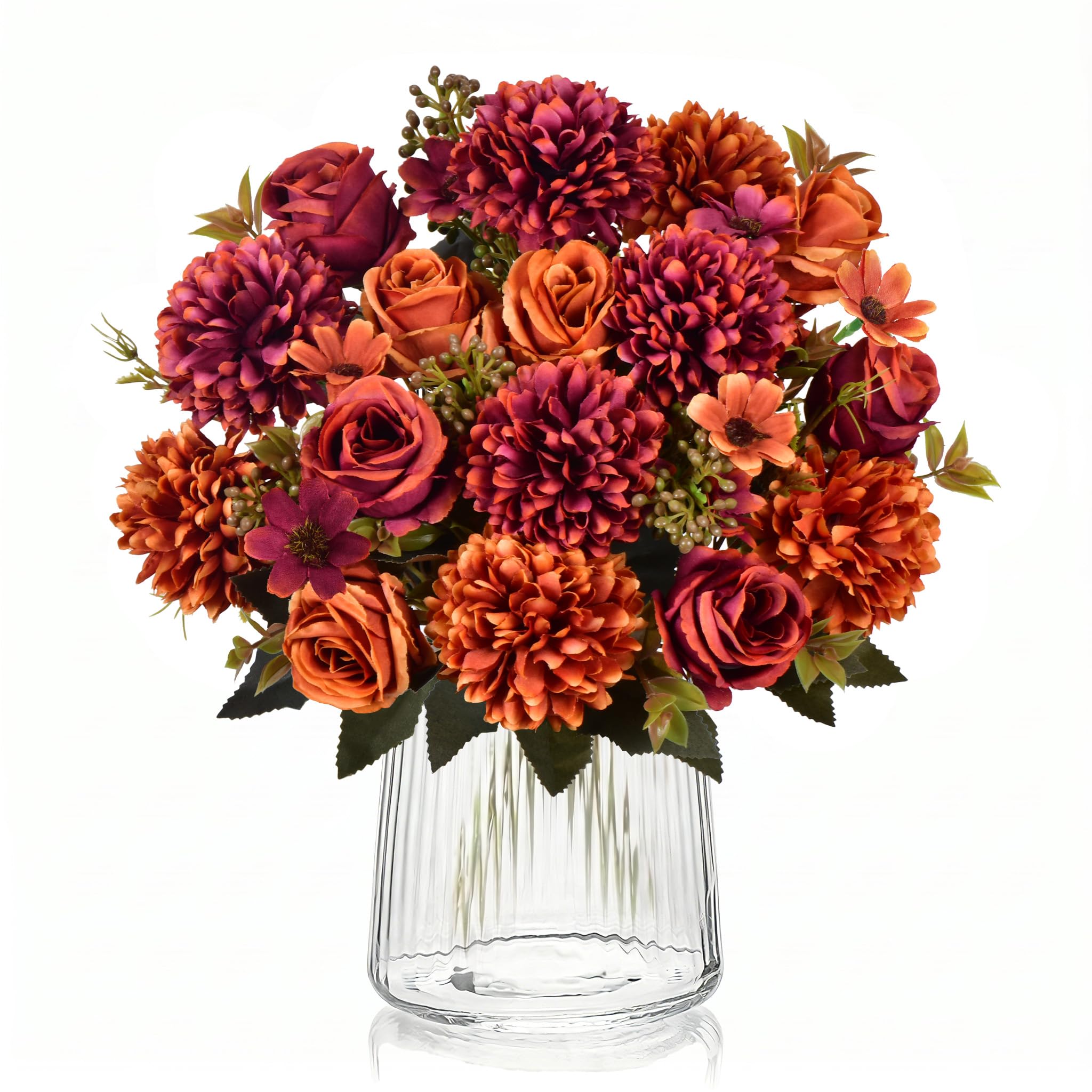 4 Bundles Autumn Artificial Flowers Hydrangea Fall Fake Rose Bouquet