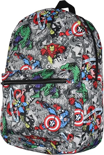 Marvel Avengers Thor Iron Man Capitán América Hulk Mochila escolar para portátil, Gris, Mochilas de viaje Marvel Avengers Thor Iron Man Capitán América Hulk Mochila escolar para portátil, Gris, Mochilas de viaje