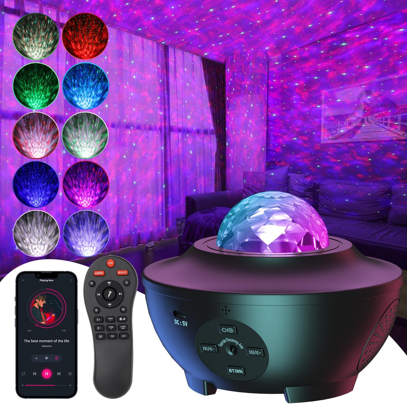 Starry Sky Projector, UOUNE LED Starlight Projector with Bluetooth