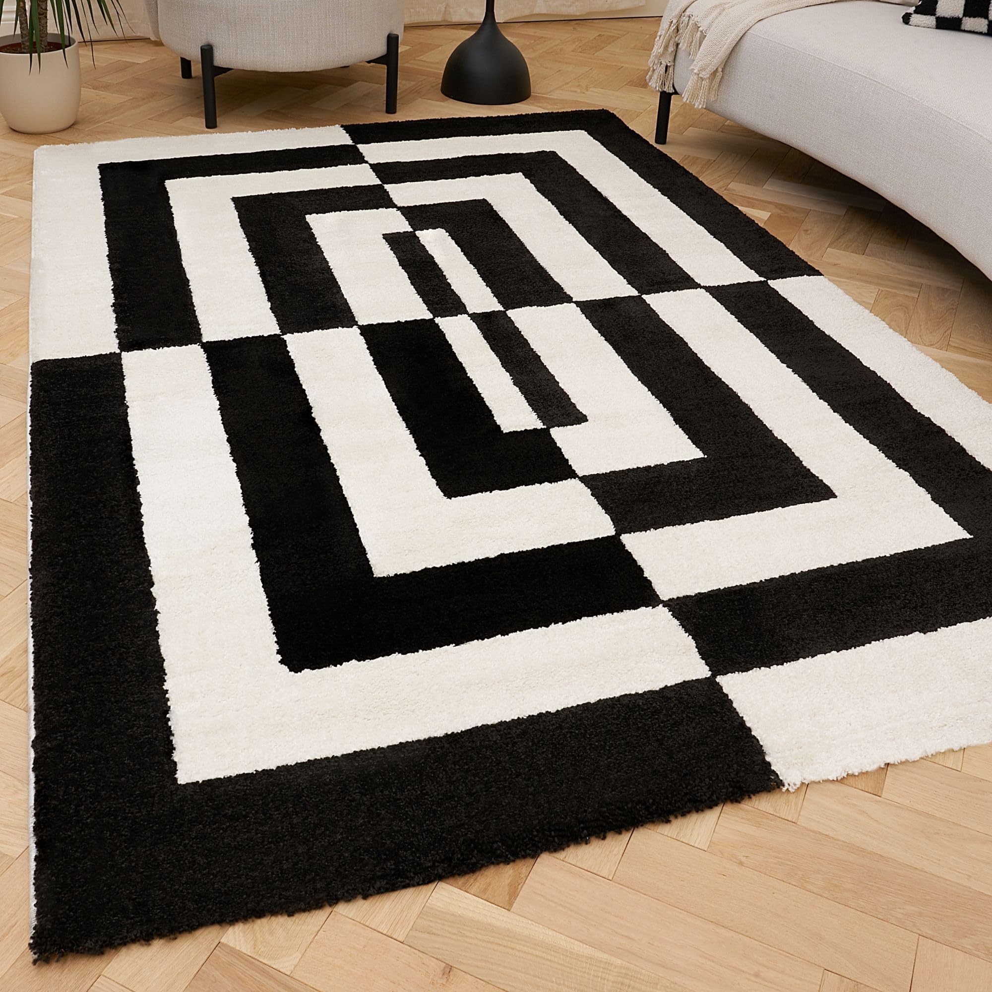 The Rugs Black/White Joli Geometric & Rug - 120X170 Cm