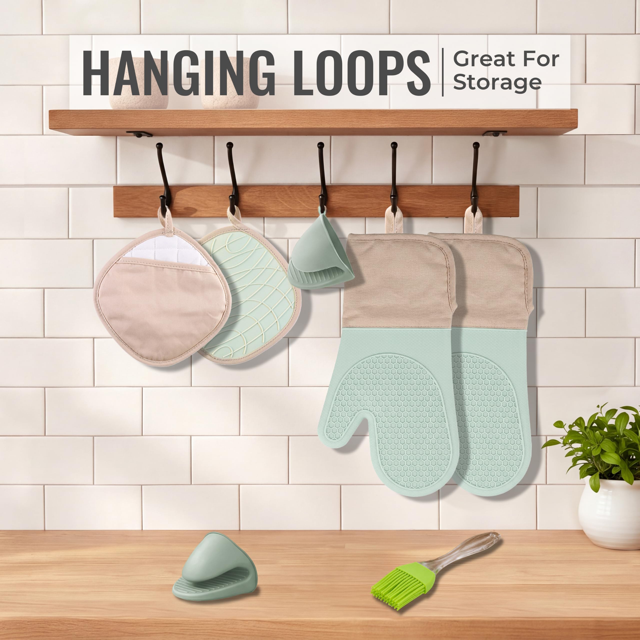 Lot de 8 gants de cuisine en silicone résistants à la chaleur avec doublure en coton doux