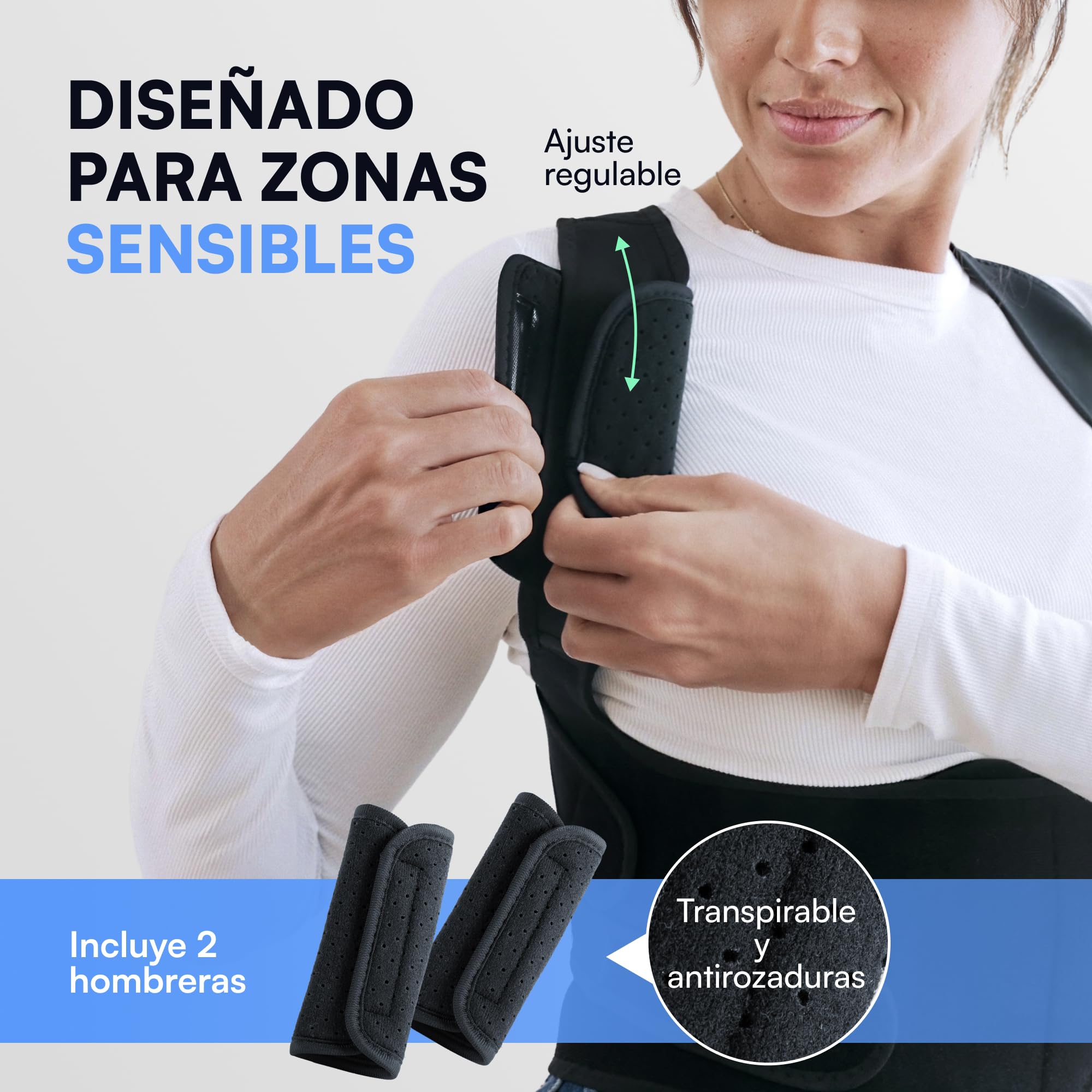 Corrector Postura Espalda Hombre Mujer - Corrector de Espalda y Corrector de Postura Ajustable para Espalda Recta, con 2 Almohadillas de Hombro