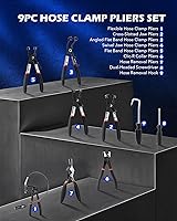 Vista 2 de Orion Motor Tech juego de 9 piezas de alicates para abrazaderas de manguera con cable flexible de largo alcance, mordaza giratoria y alicates