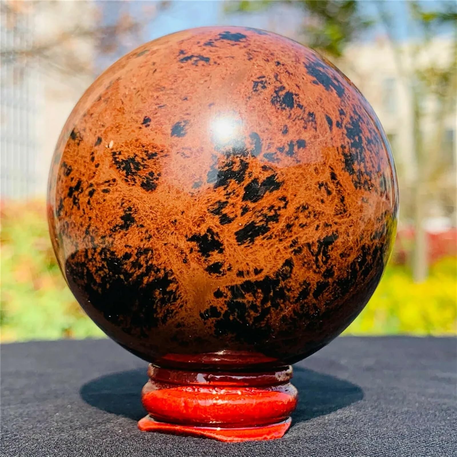HSMQUBDBX Quartz Red Obsidian Ball Crystal Sphere Minerals Spheres Desktop Home Decorative Craf Ornaments (Size : 8-9cm)