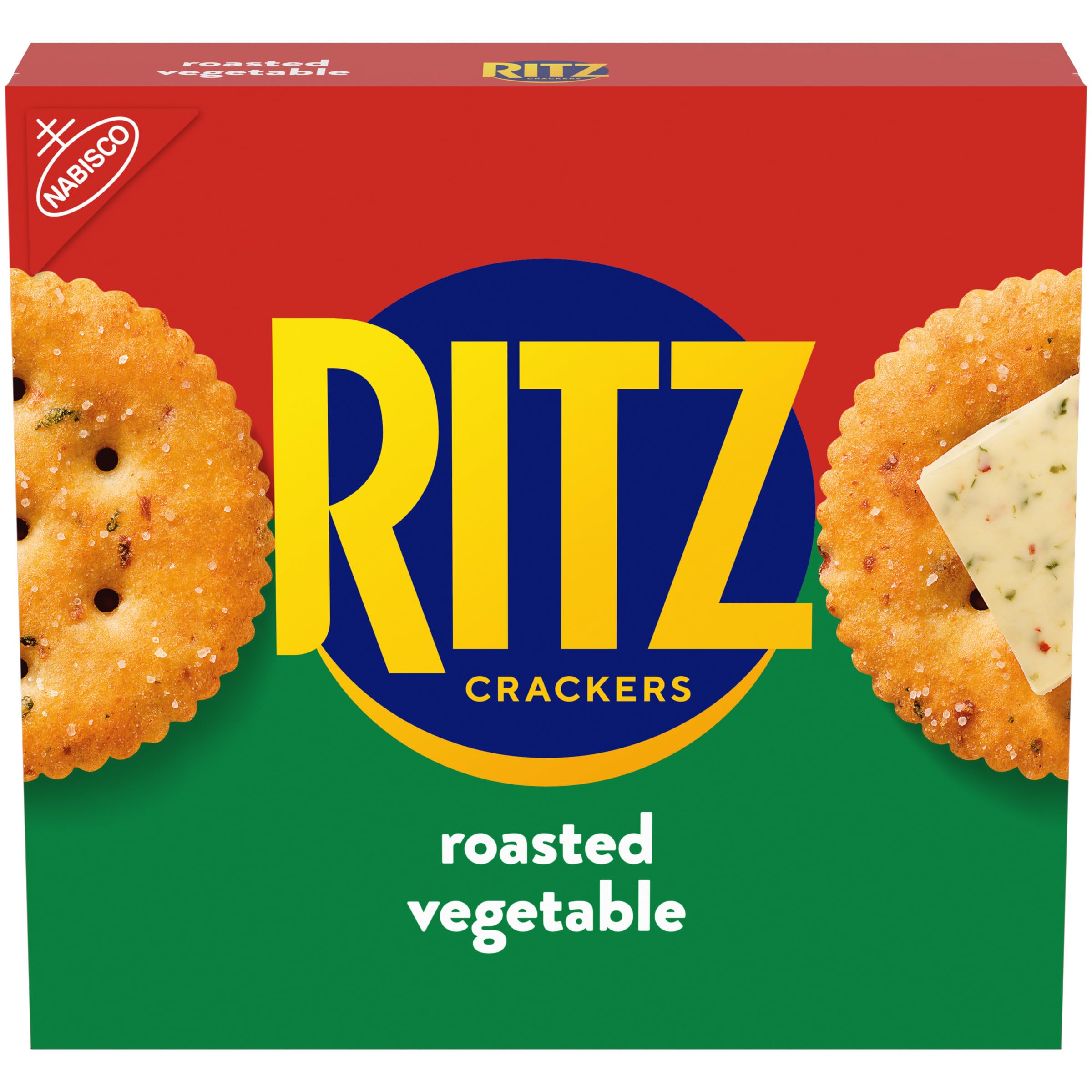 RITZ Roasted Vegetable Crackers, Snacks for Kids and Adults, Lunch Snacks, 13.3 oz