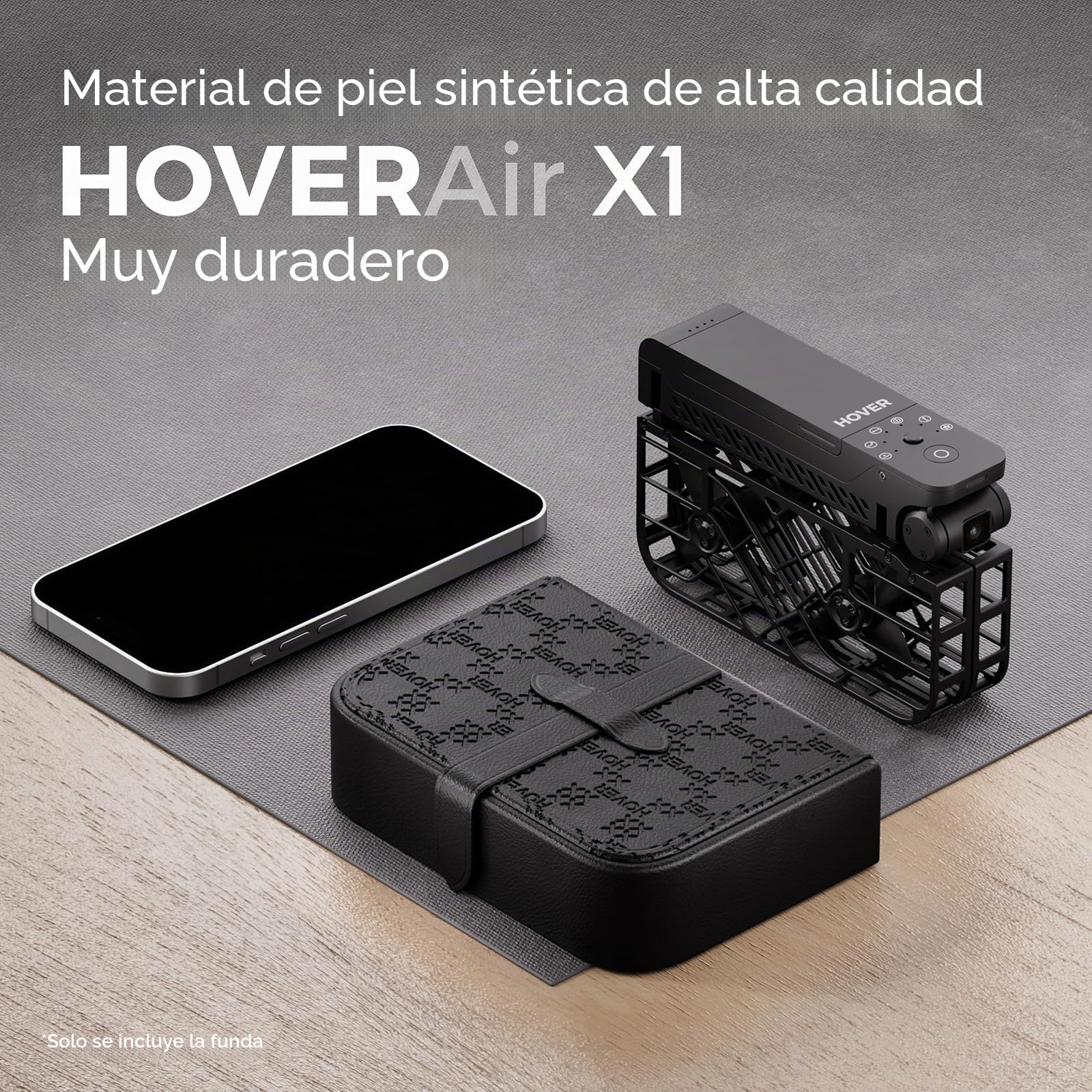 HOVERAir Caja Portátil Negra de 105 g X1 Drone, 13.7×9.7×4 cm, de PU, Impermeable, Resistente al Polvo e Impactos.
