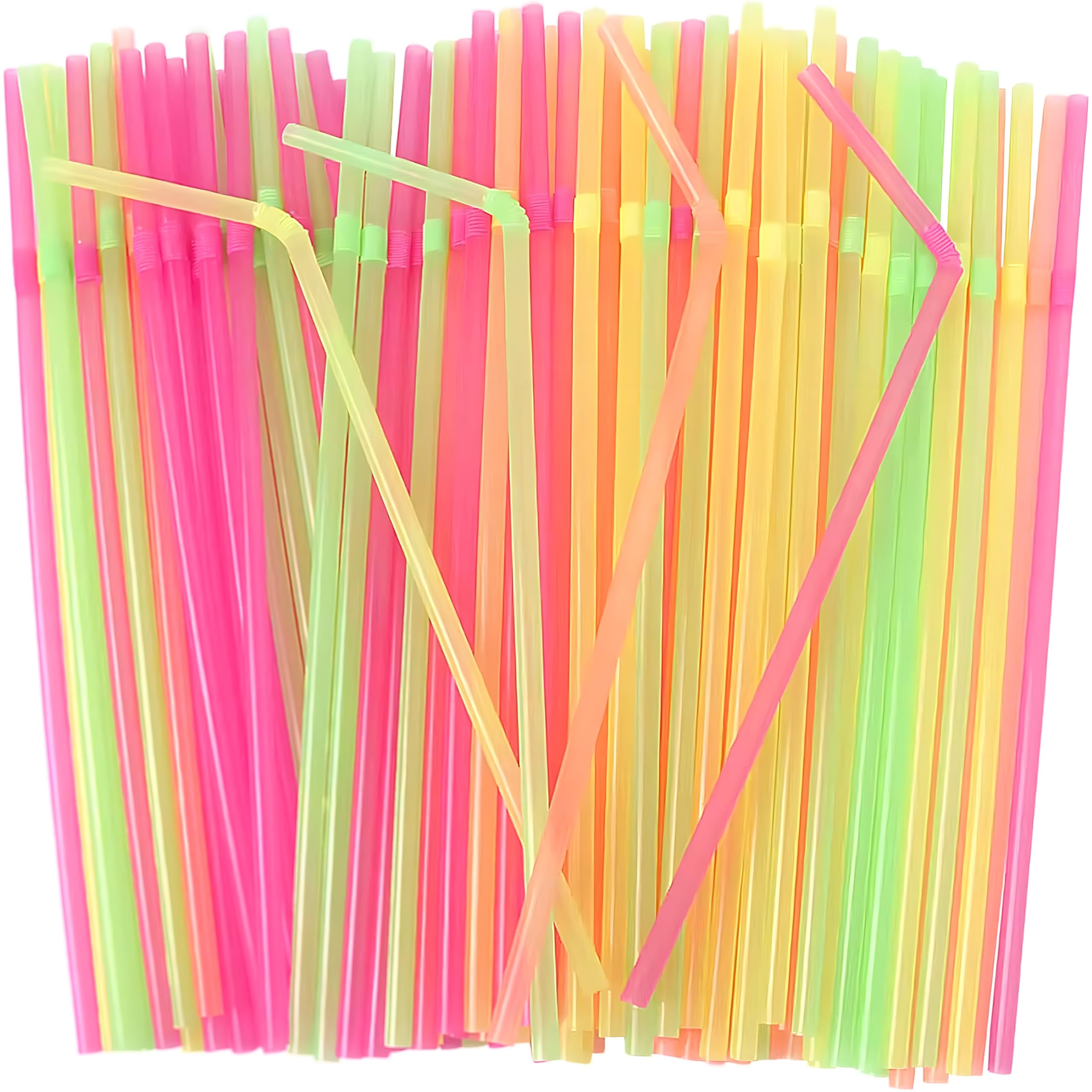 Flexible Plastic Straws Disposable, Vibrant & Colorful Assortment Bendy, Stylish Drinking Straws for Every Occasion & Party Decoration, 175 Count