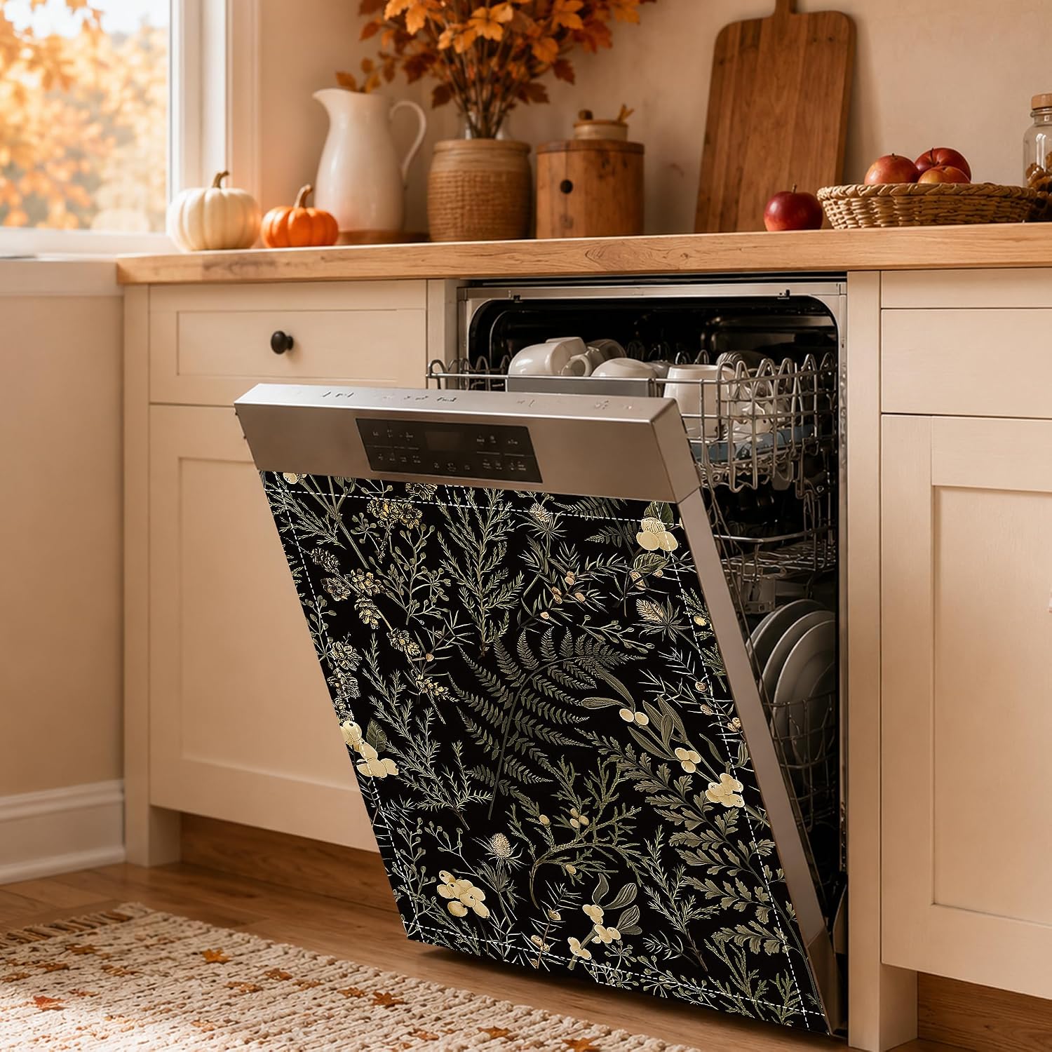 Moody Dark Botanical Dishwasher Magnet Cover 23x26in image 5