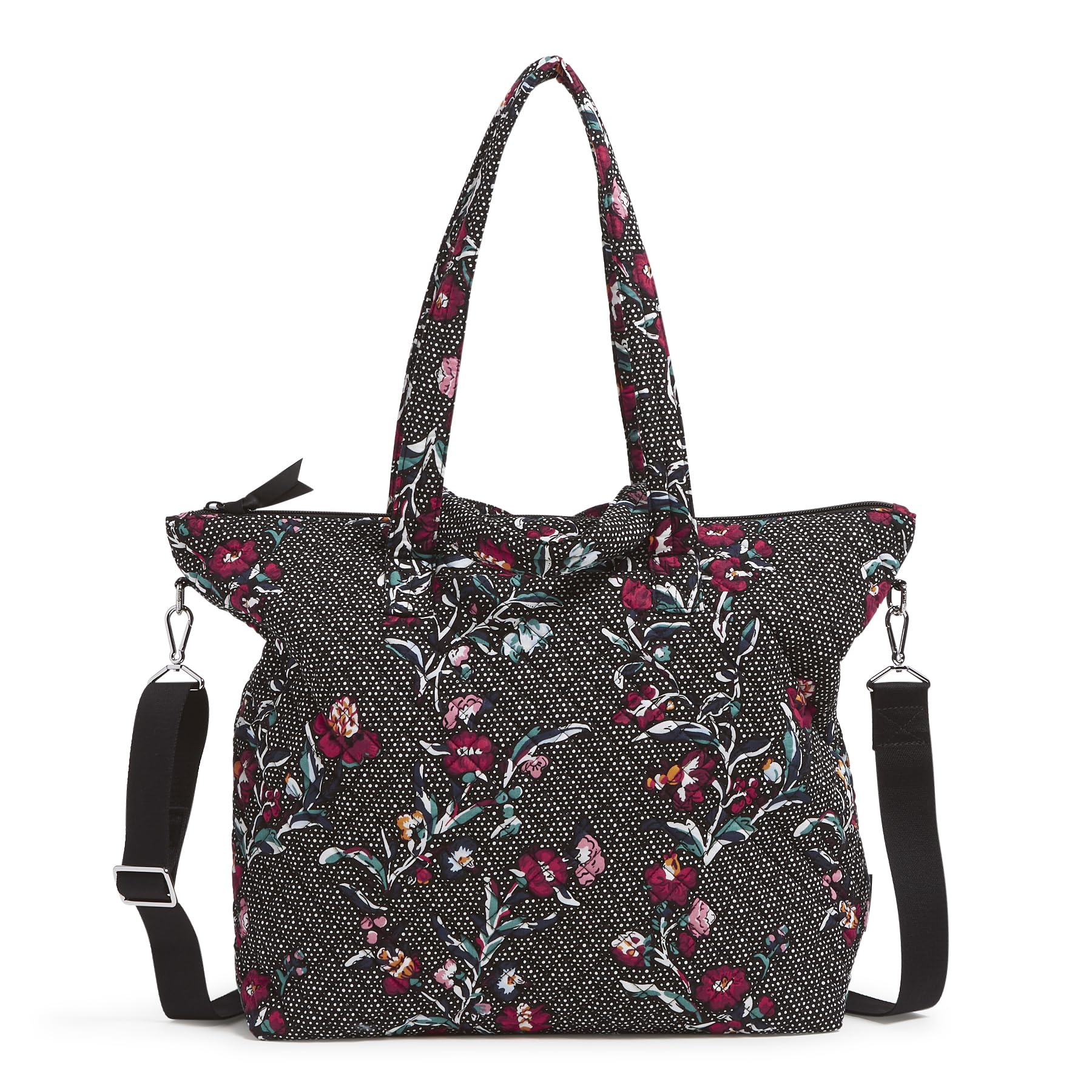 Vera Bradley Cotton Slouchy Tote Bag, Perennials Noir Dot