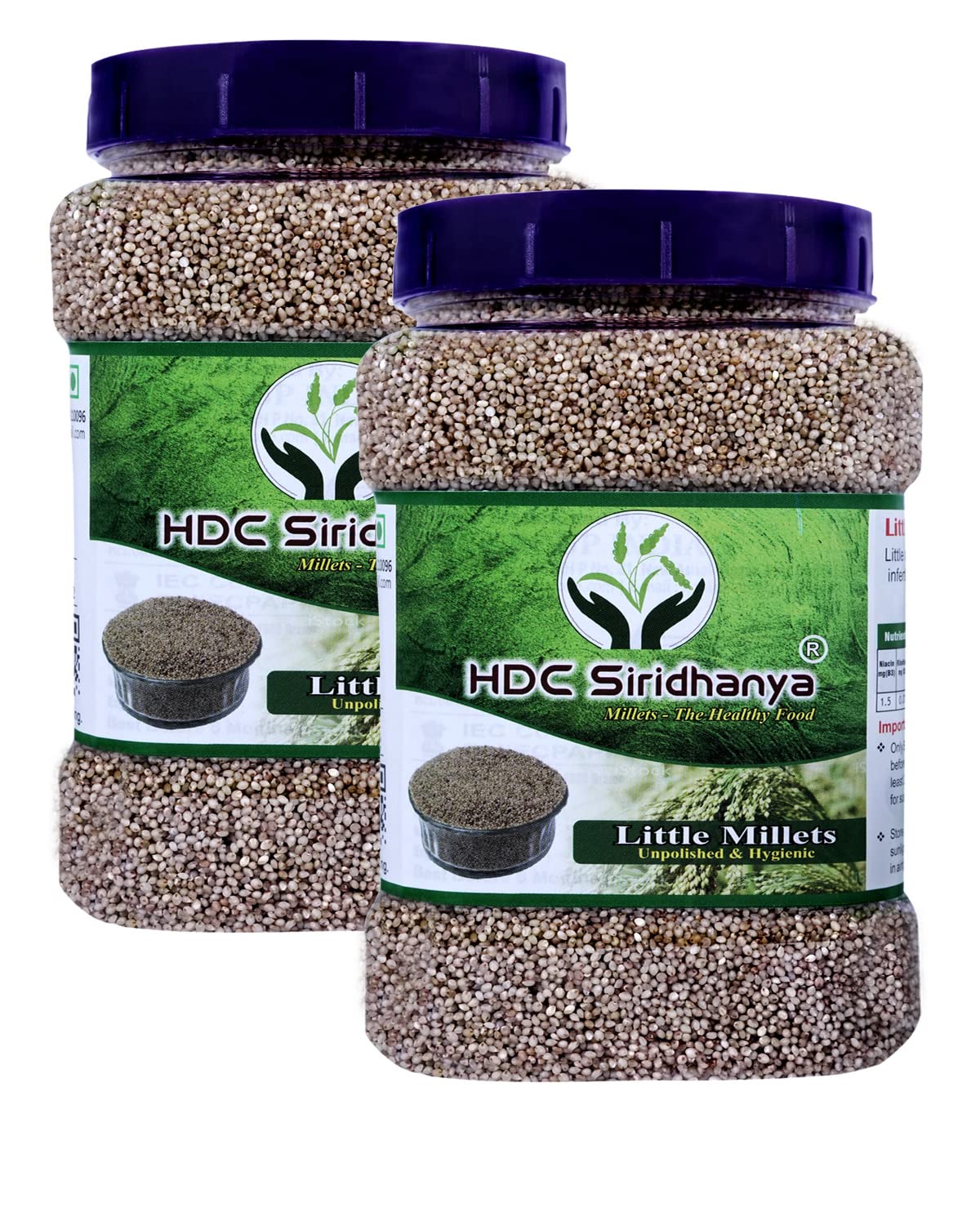 HDC Siridhanya Unpolished Natural Grains Little millets (950 grams per Pack) Pack Of 2