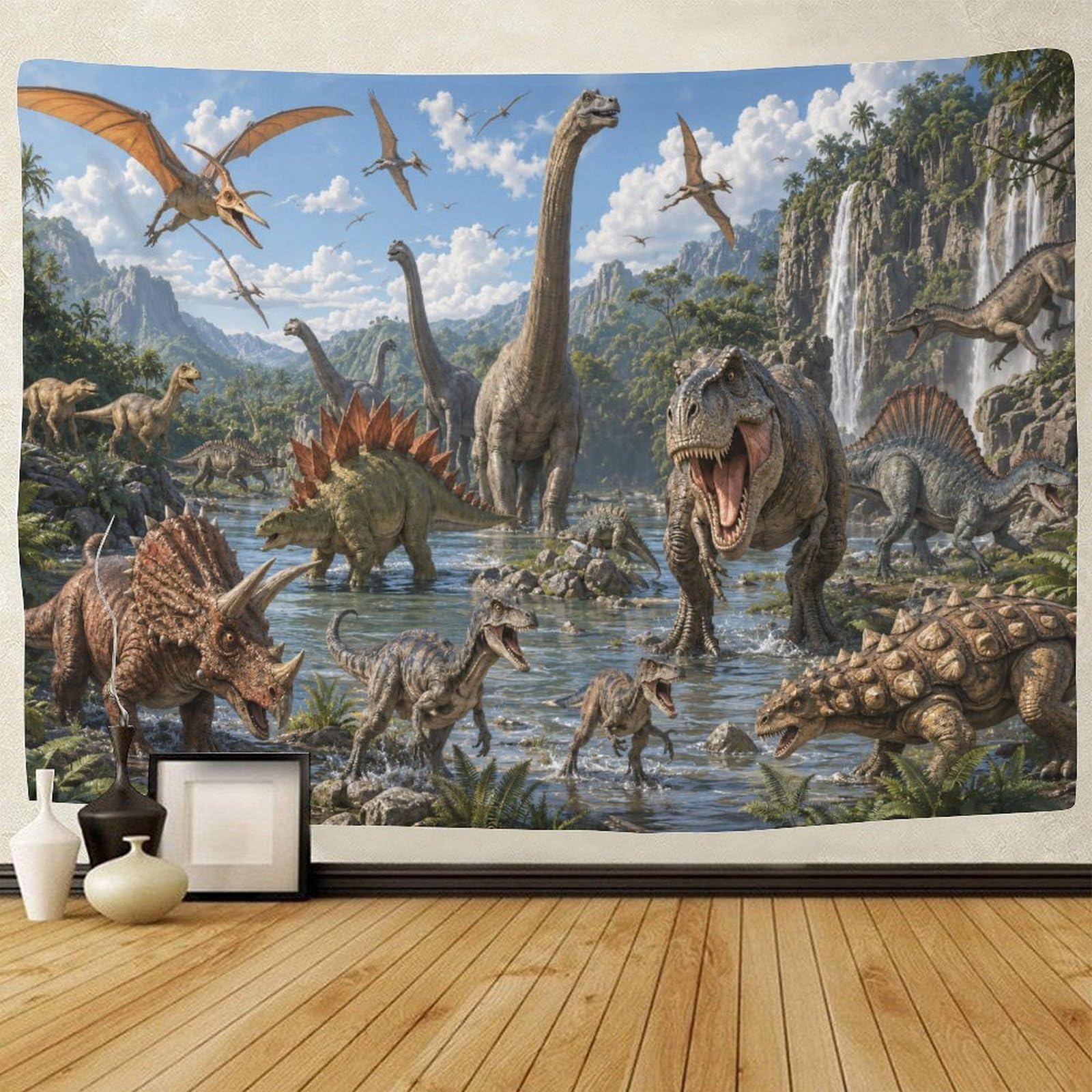 GPMNBCXZK Dinosaur World Wall Tapestry Wall Art Decor 3D Print Tapestries Poster Home Decoration Bedroom College Dorm 130cmx150cm