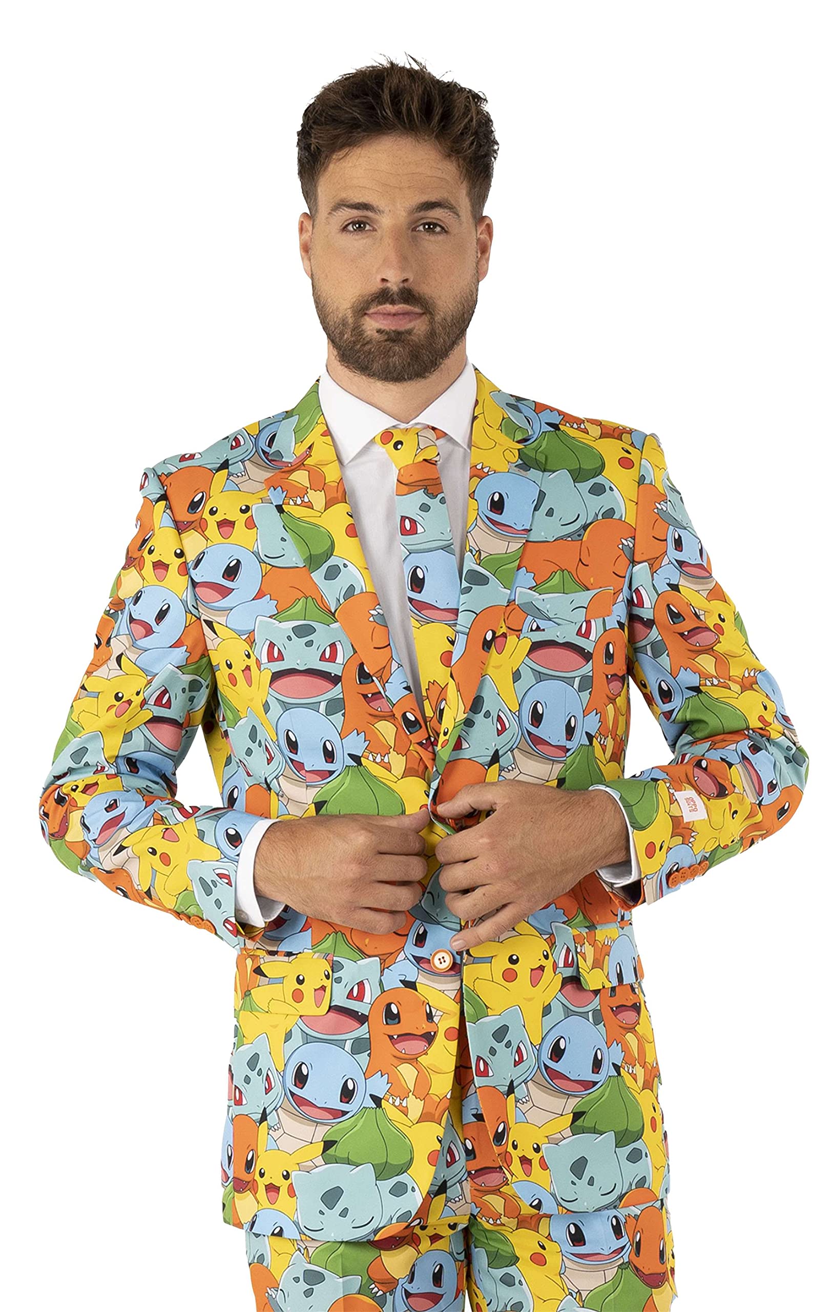 Opposuits Costume da gioco per Nintendo Switch, da uomo, vestibilità aderente, multicolore, con giacca, pantaloni e cravatta